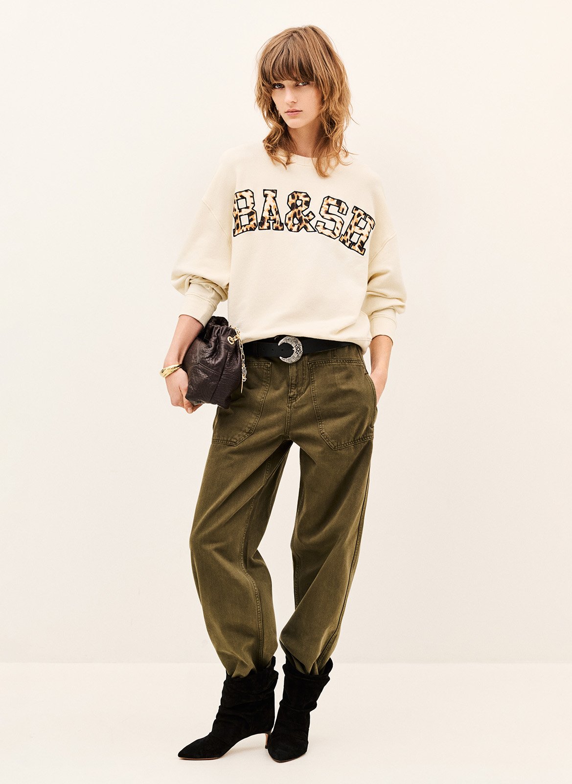 Sweat droit en coton mélangé brad BA&SH Beige