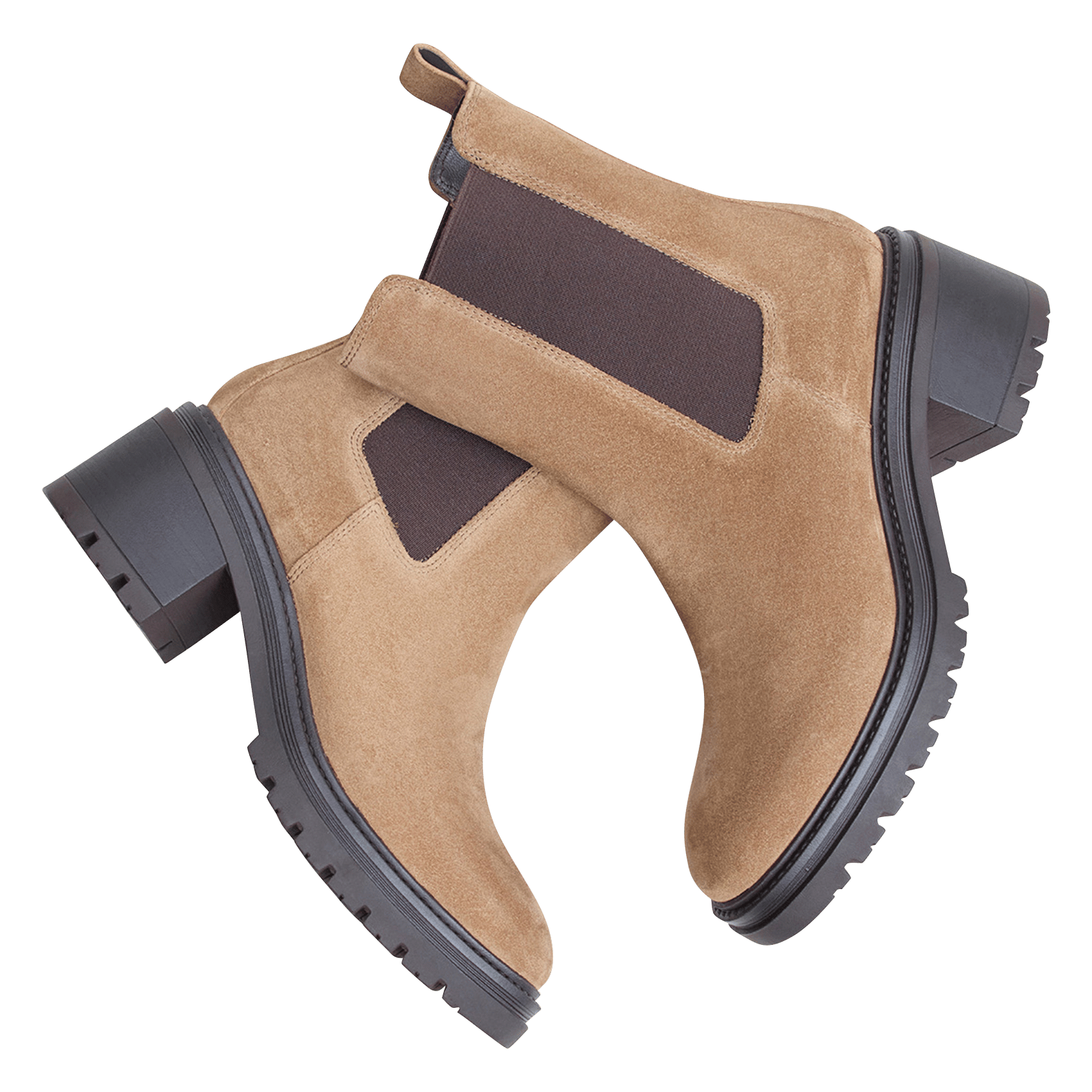 Boots chelsea à semelles crantées en daim astros JONAK Beige