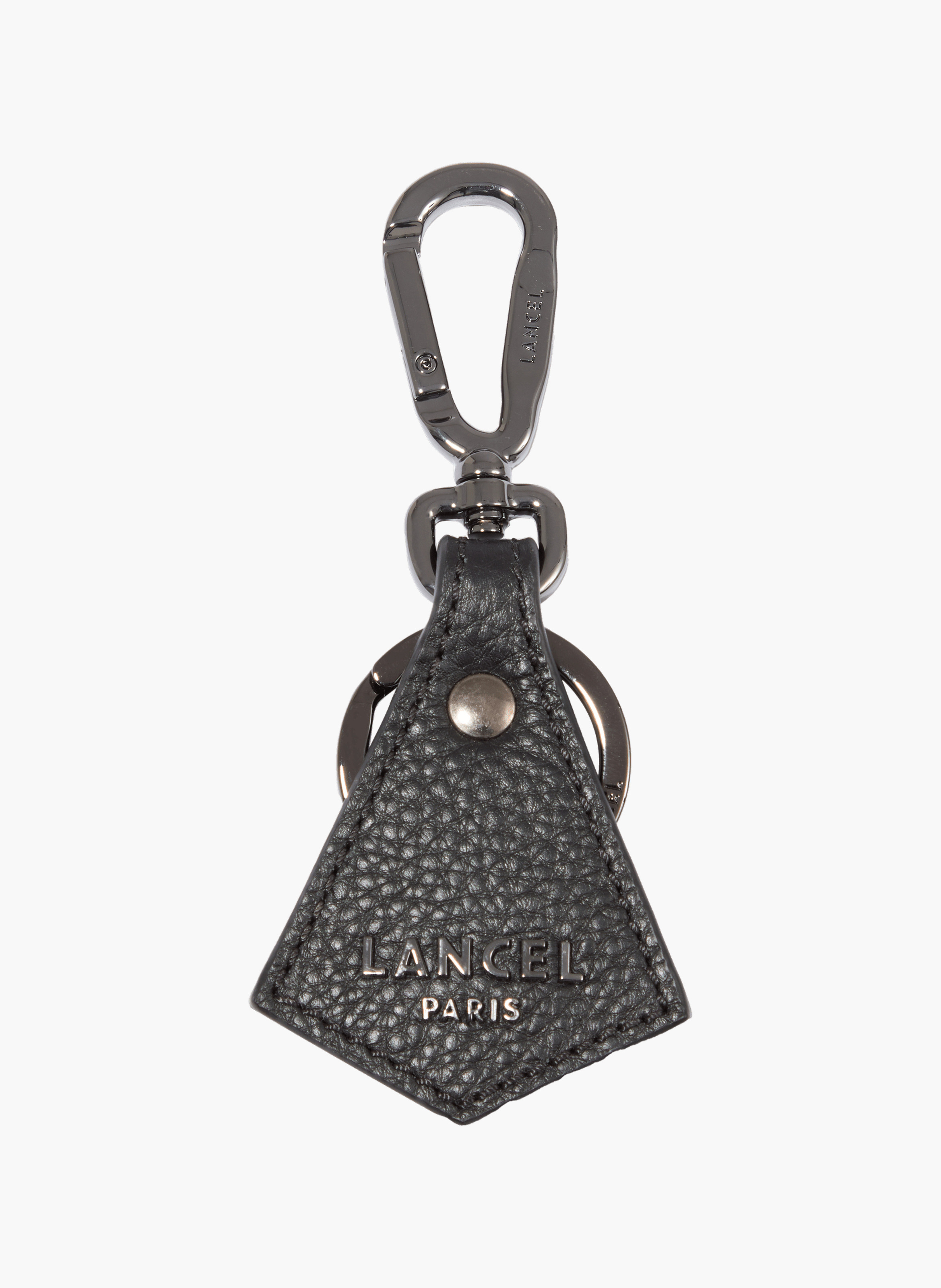Sleutelhanger van Lancel in korrelig kalfsleer & metaal. LANCEL Zwart