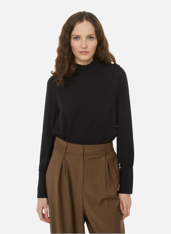 Silk button-down collar blouse Black by DICE KAYEK DICE KAYEK Silk button-down collar blouse Black