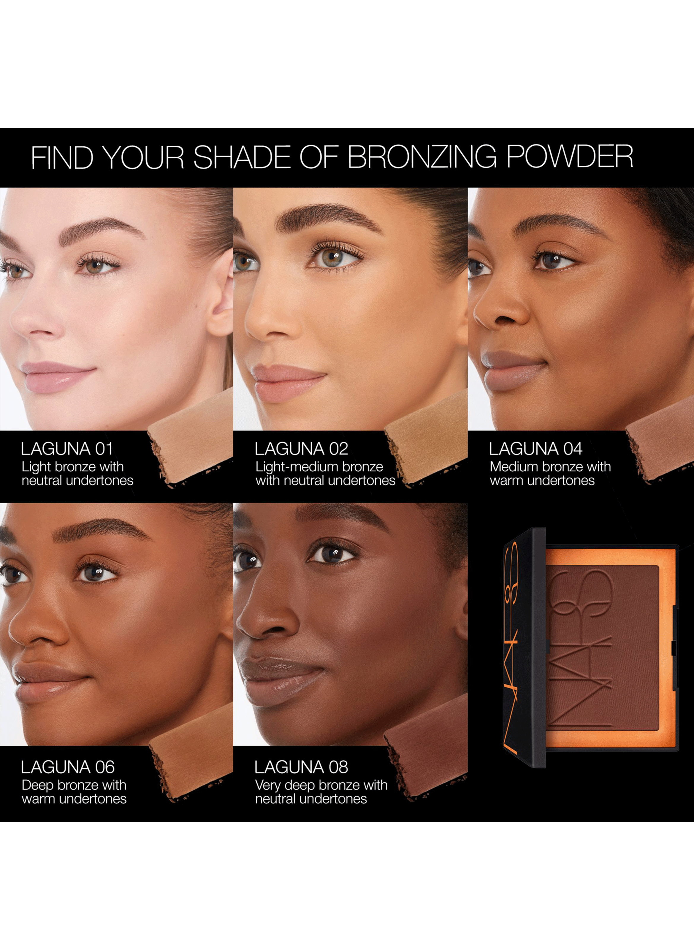 Mini Laguna bronzing powder NARS Laguna 04 bronze moyen avec des sous-tons chauds