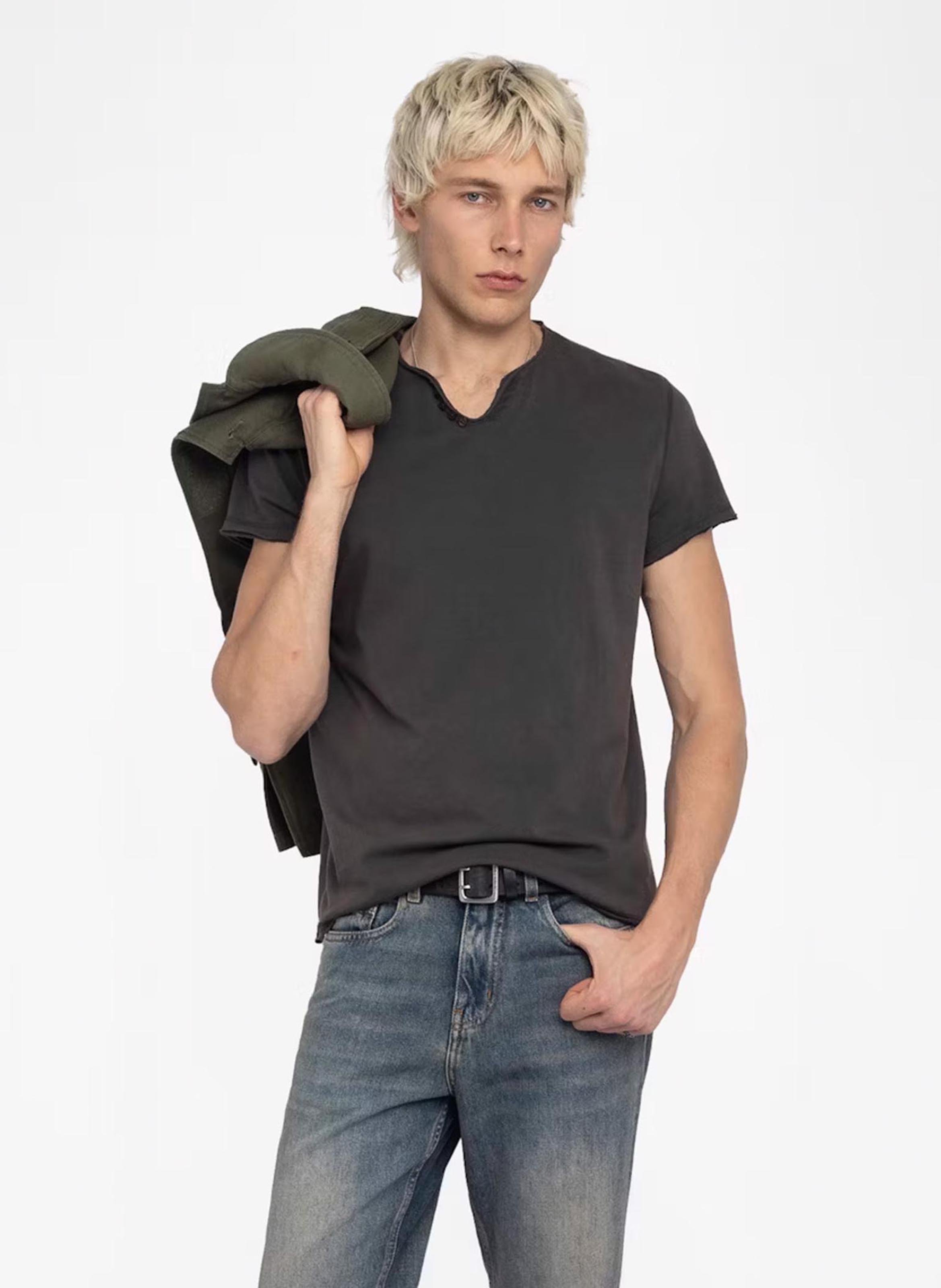 Tee-shirt droit en coton sérigraphié monastir ZADIG&VOLTAIRE Gris