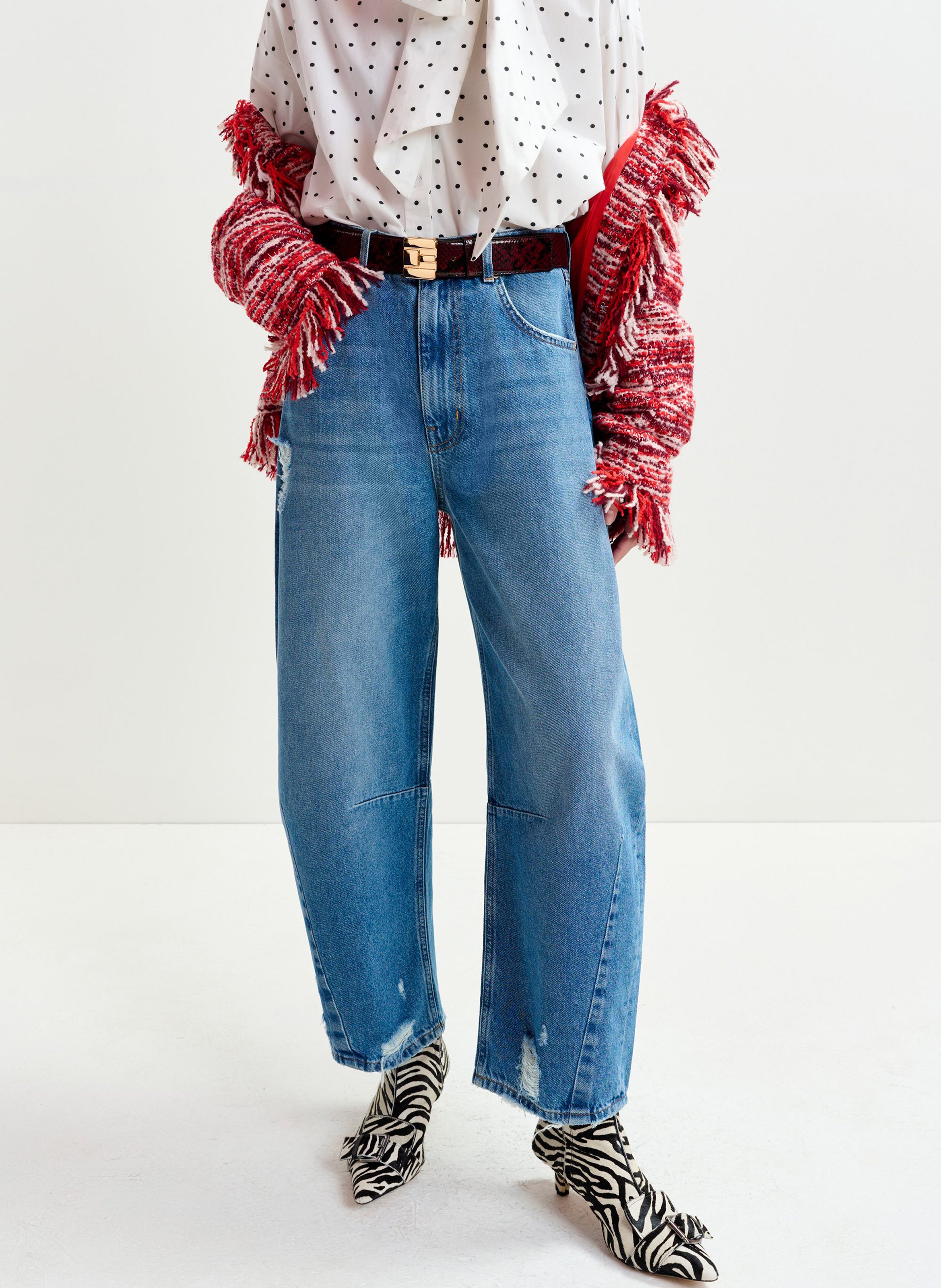 Jean ballon taille haute fantaisie Interstellar ESSENTIEL ANTWERP Bleu