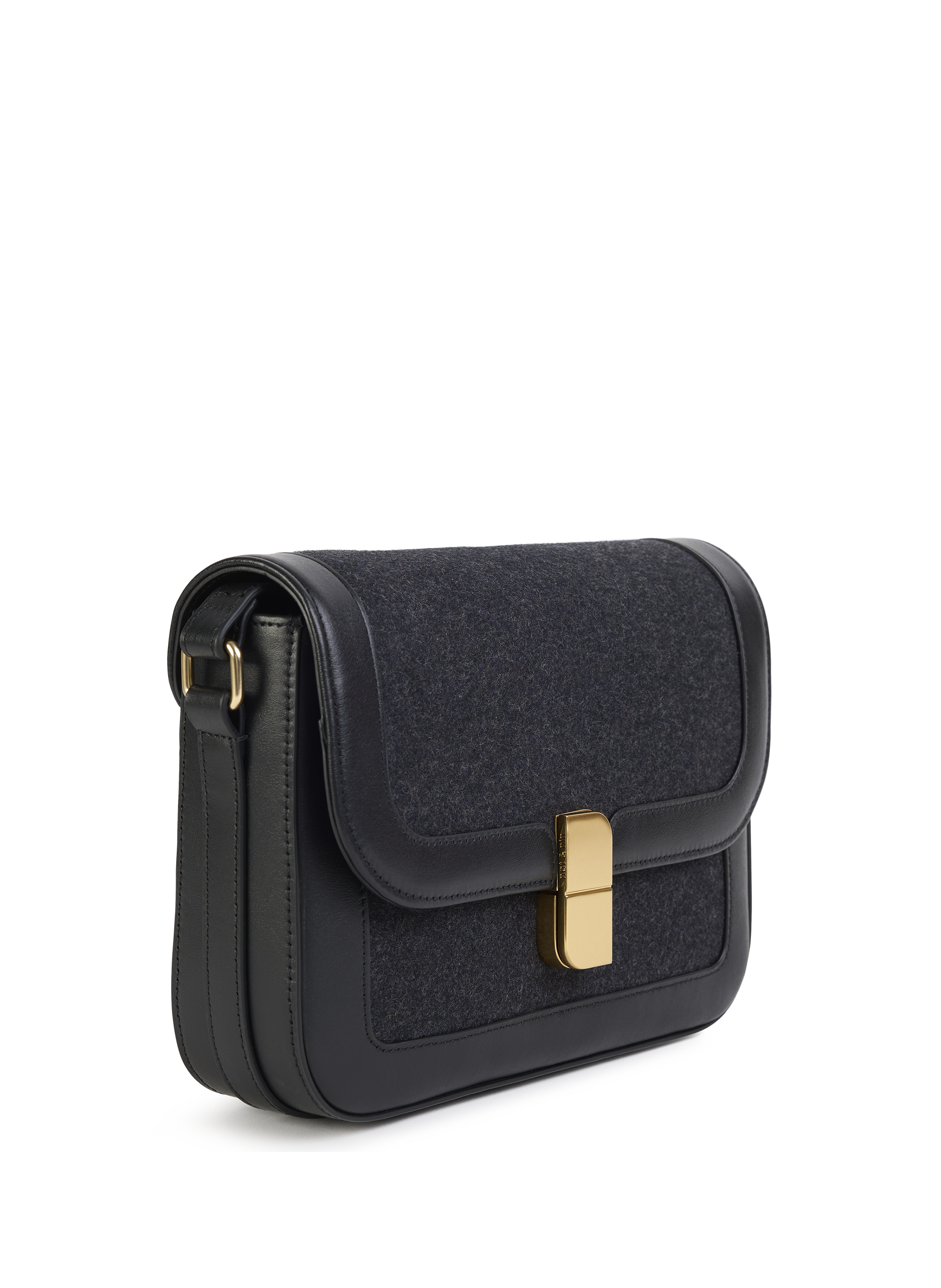 Mixed leather shoulder bag NAT & NIN Black