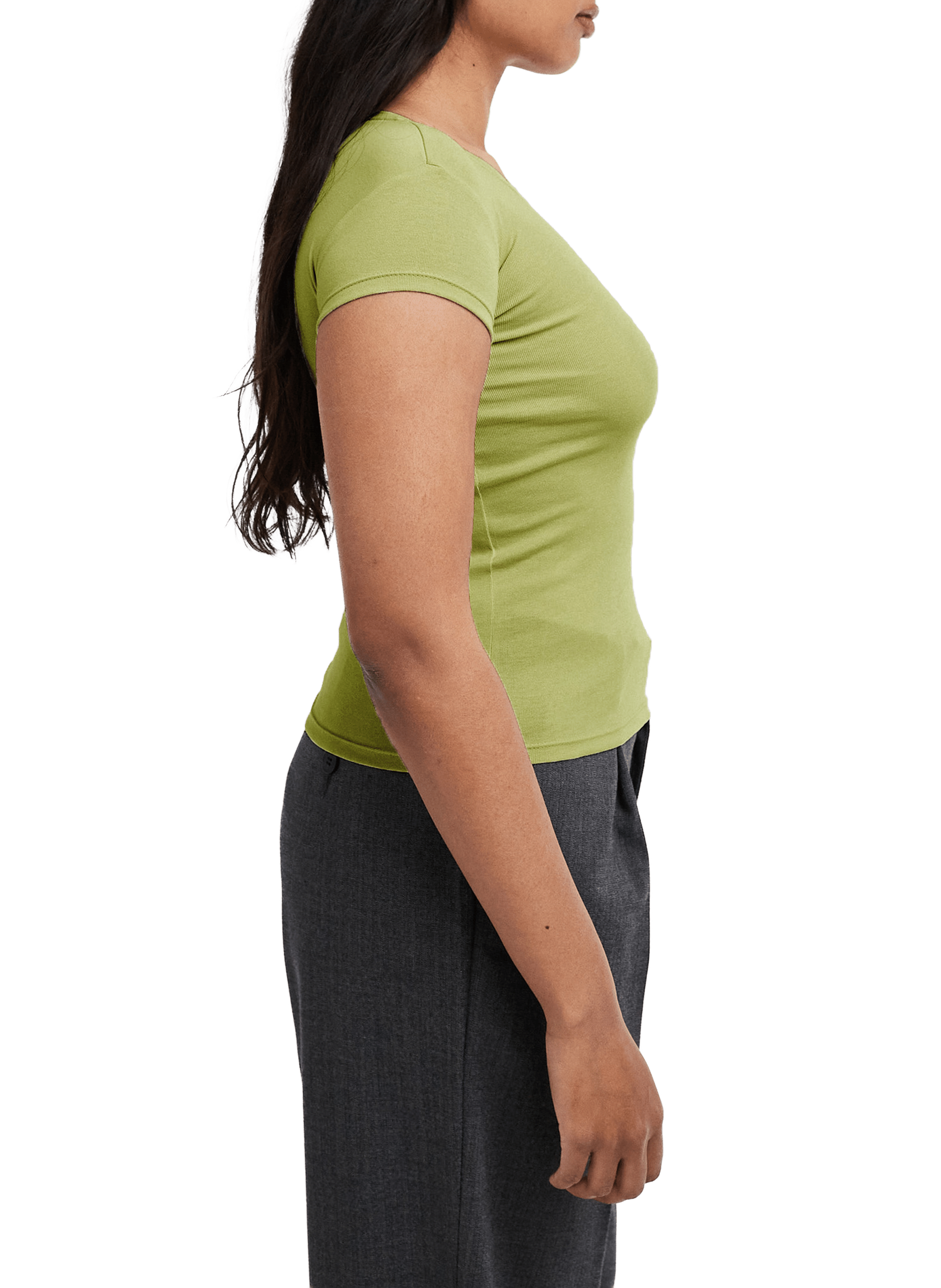 T-shirt uni à col rond TOPSHOP Vert