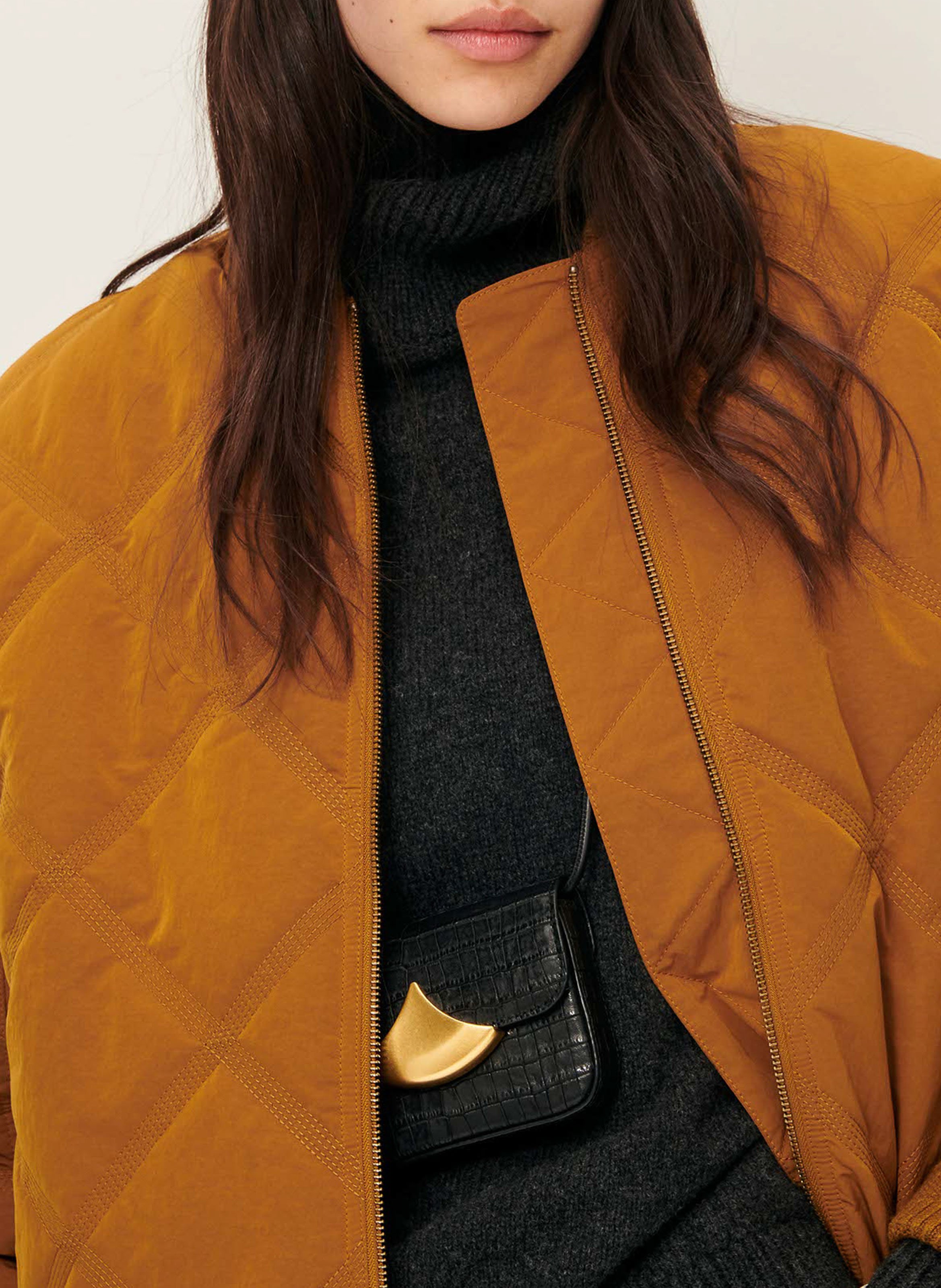 Blouson col teddy oversize matelassé coal river SESSUN Marron