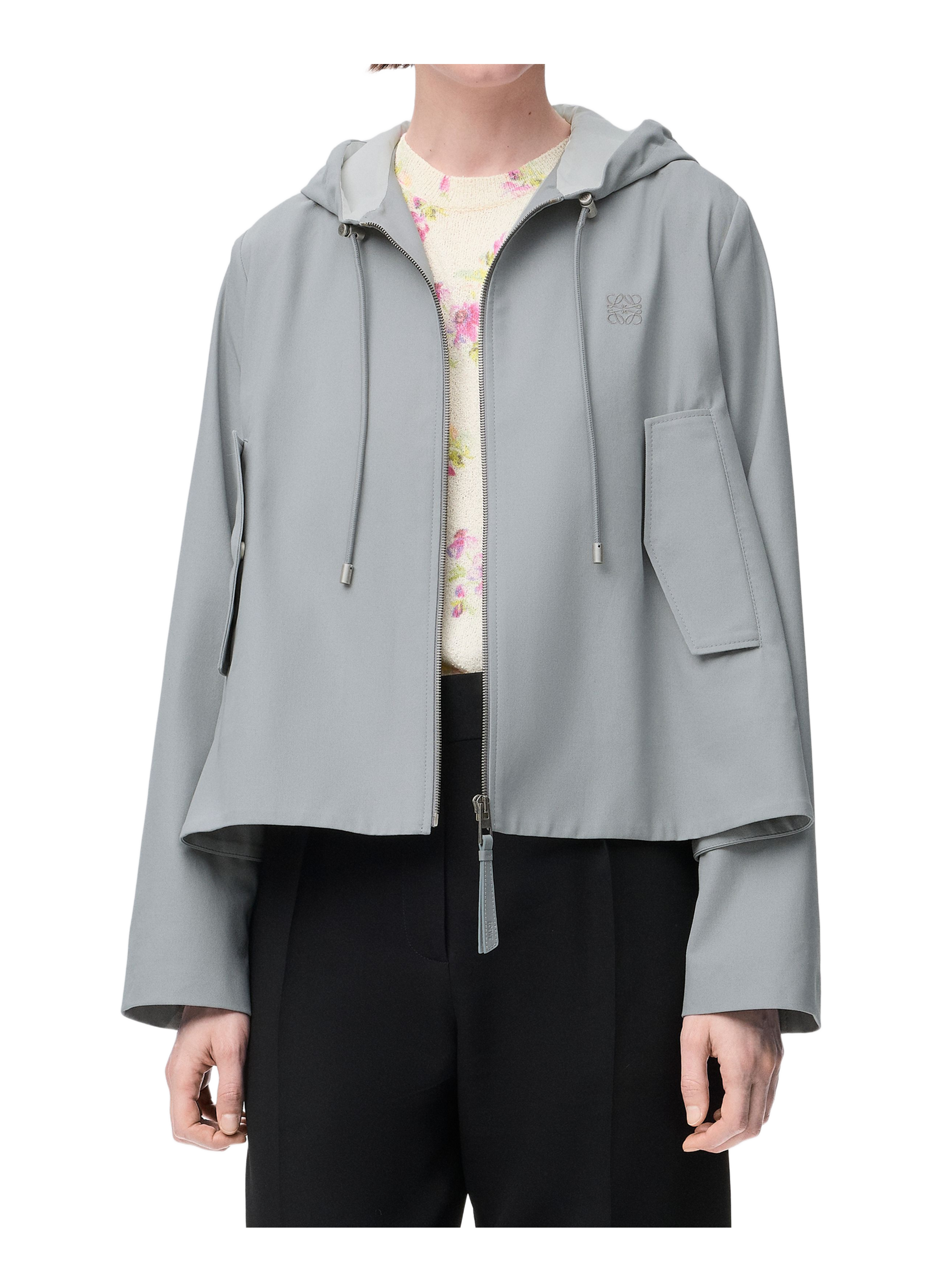 LOEWE Veste à capuche en coton mélangé Gris