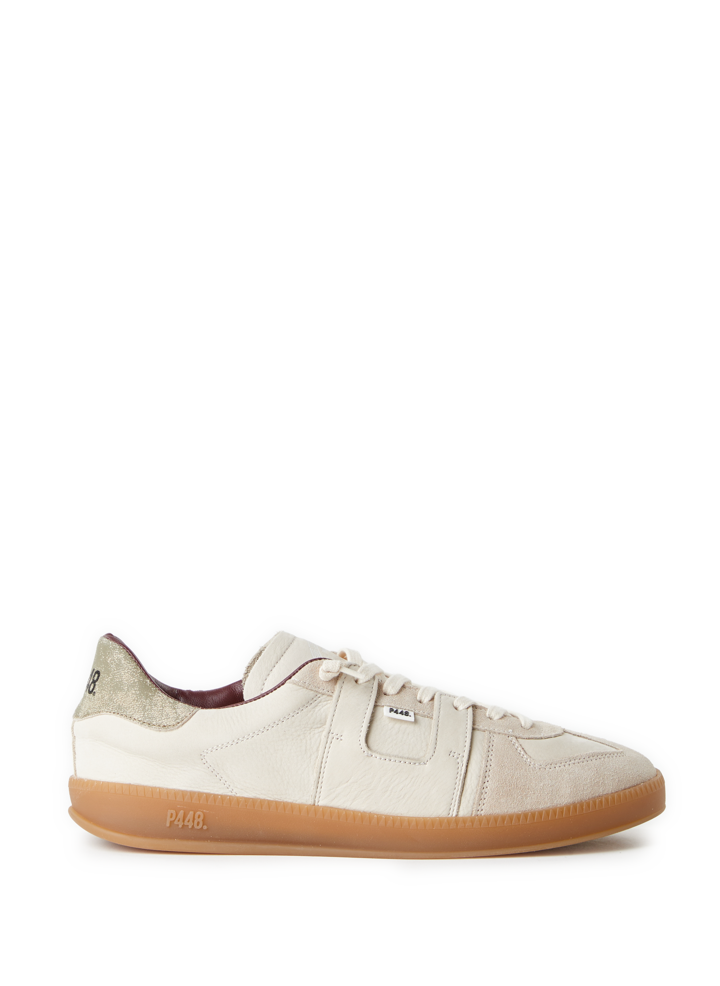 P448 Baskets bi-matière Beige