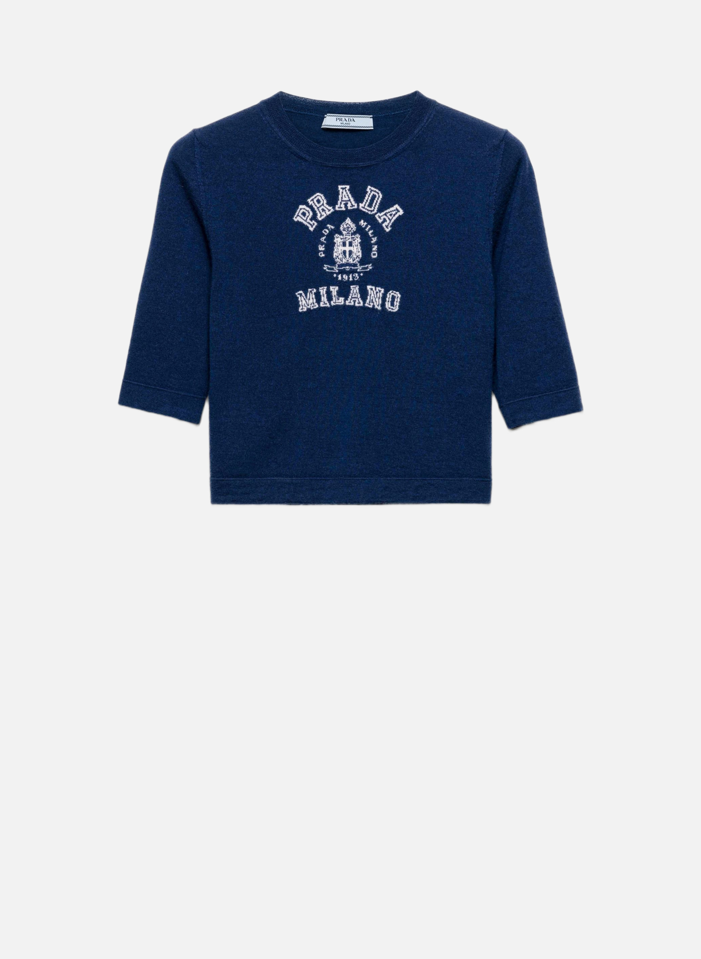 Pull intarsia en cachemire PRADA Bleu