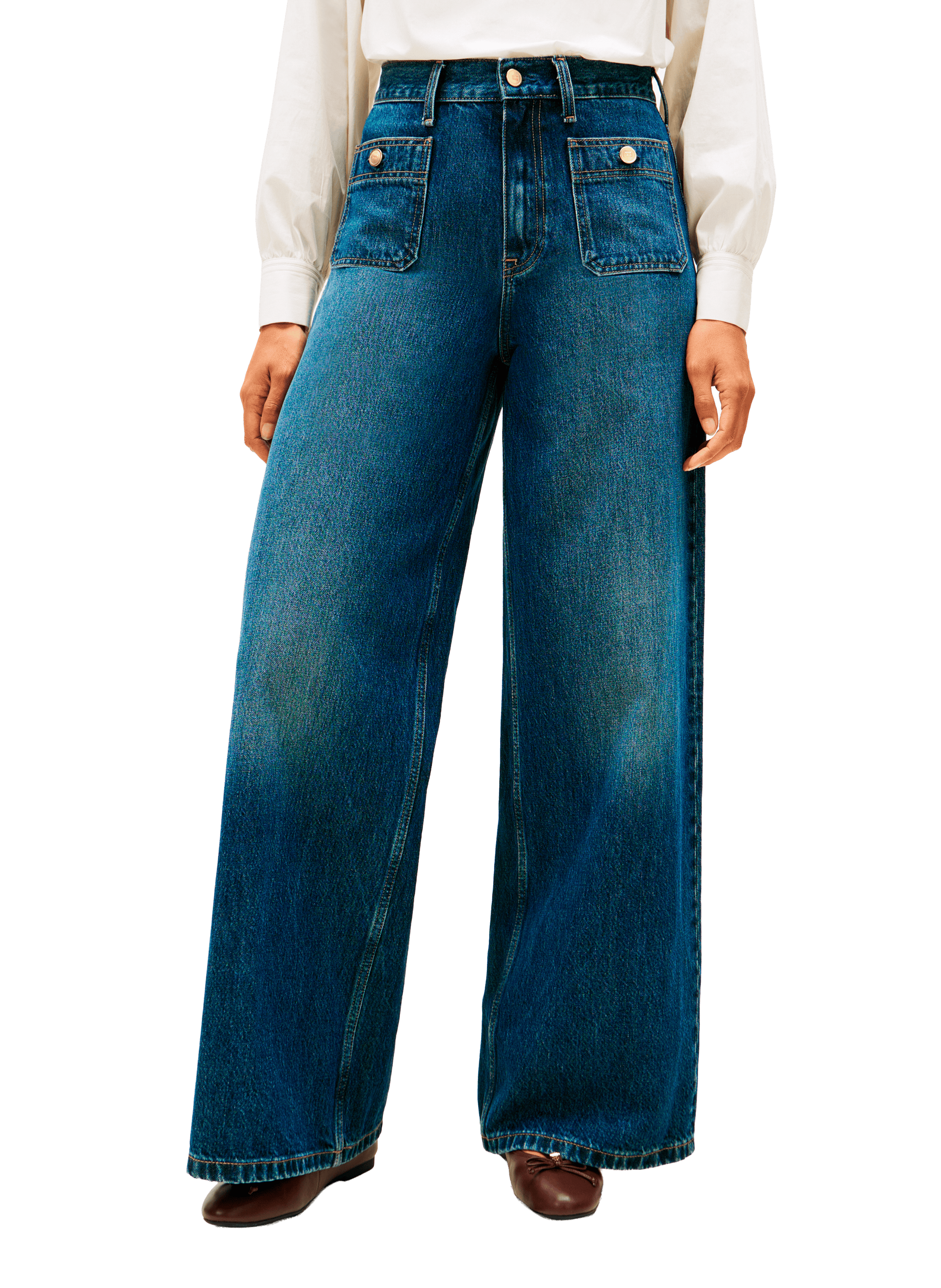 Jean ample en coton déla vé TOMMY HILFIGER Bleu