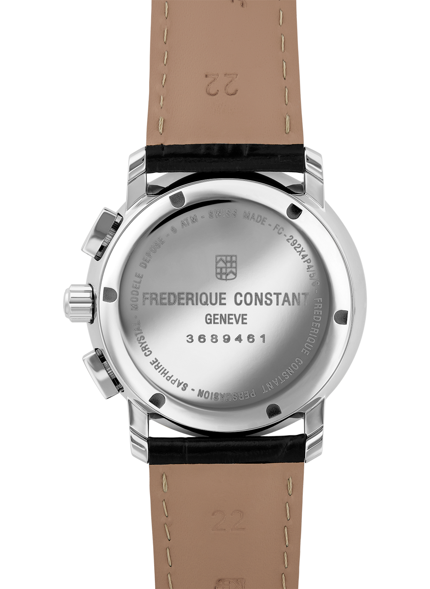 Montre Quartz Chronograph à bracelet en cuir FREDERIQUE CONSTANT Noir