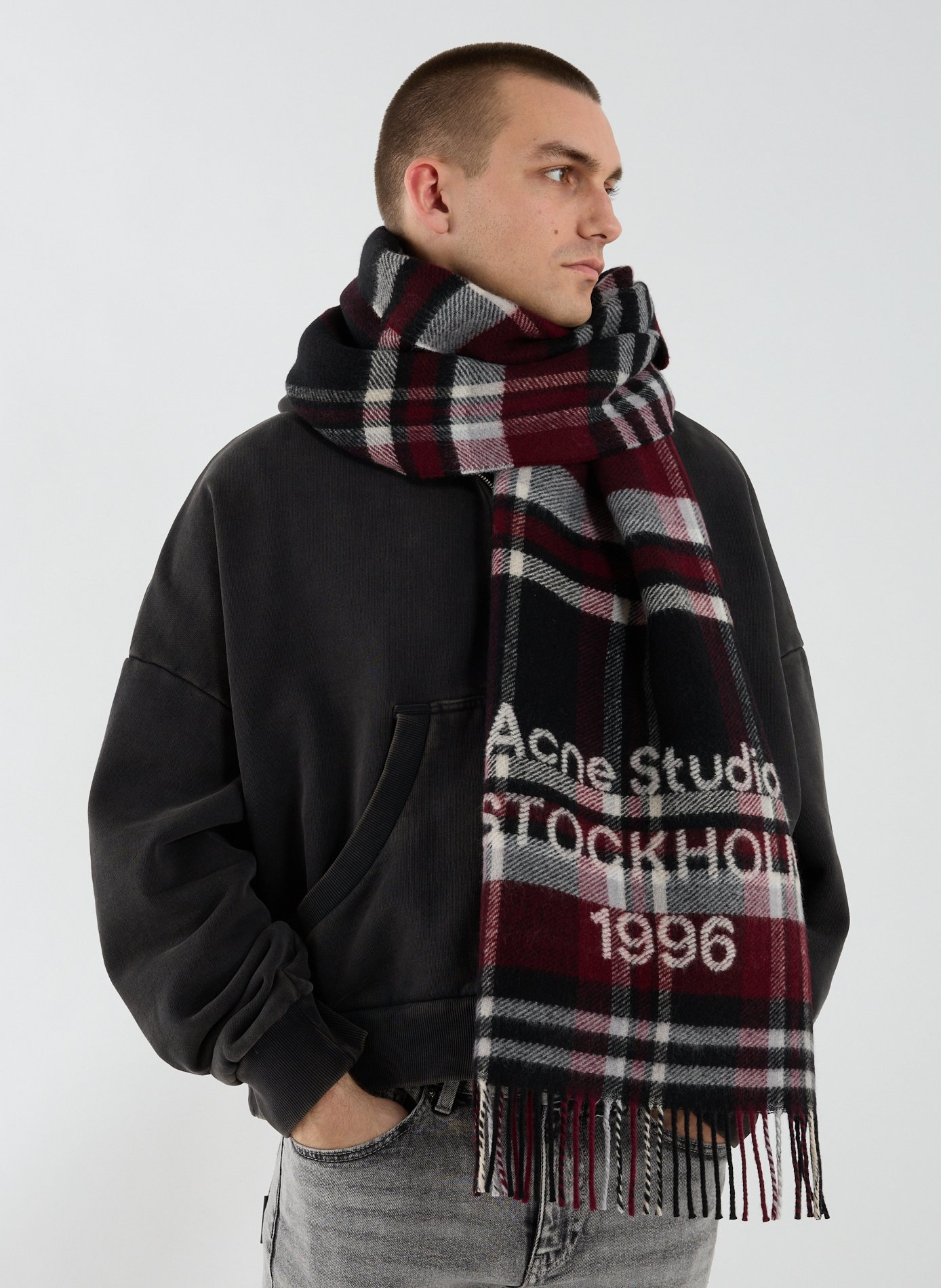 Echarpe à carreaux en laine mélangée ACNE STUDIOS Multicolore