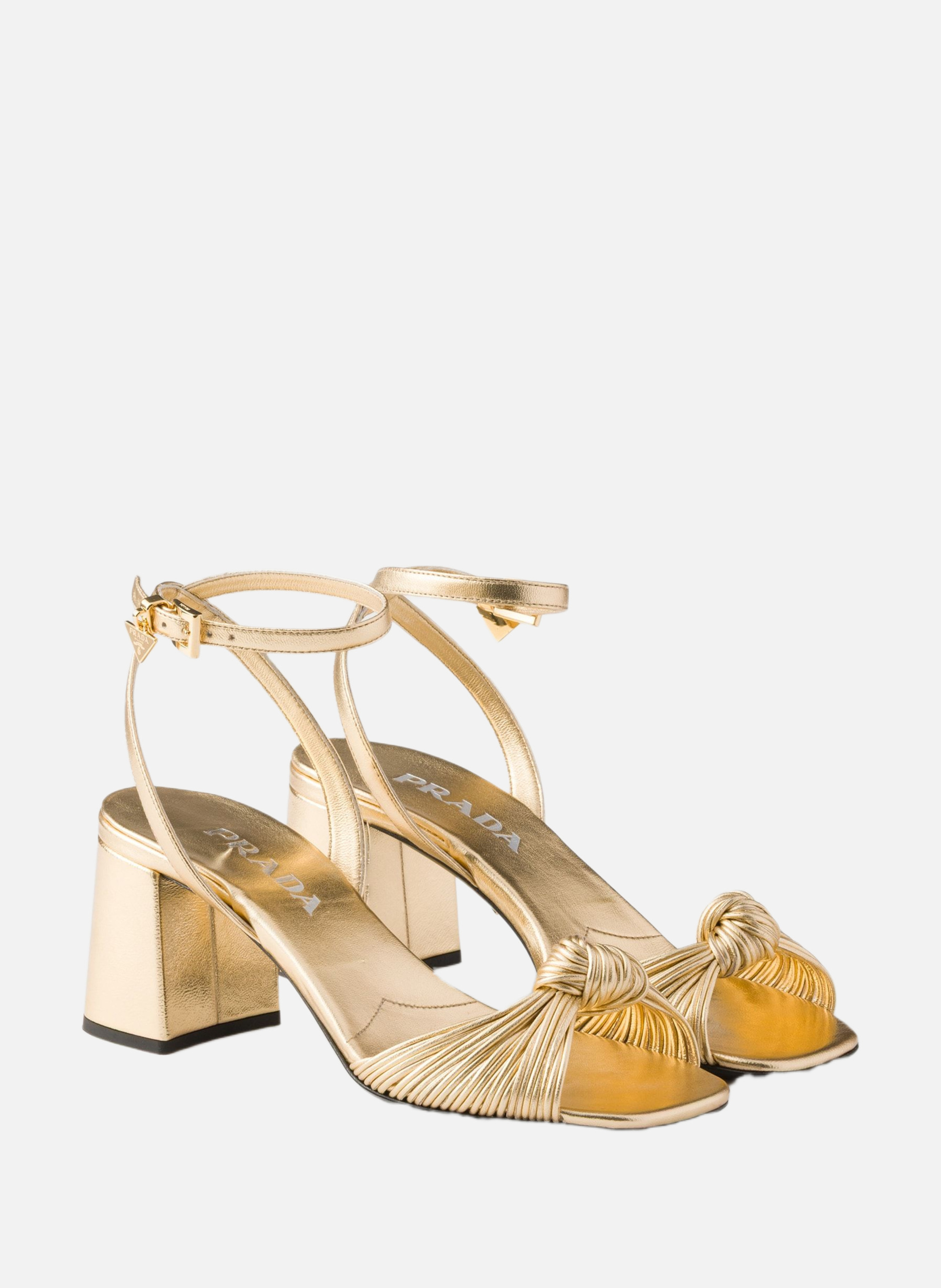 Sandales en cuir nappa mordoré PRADA Argent