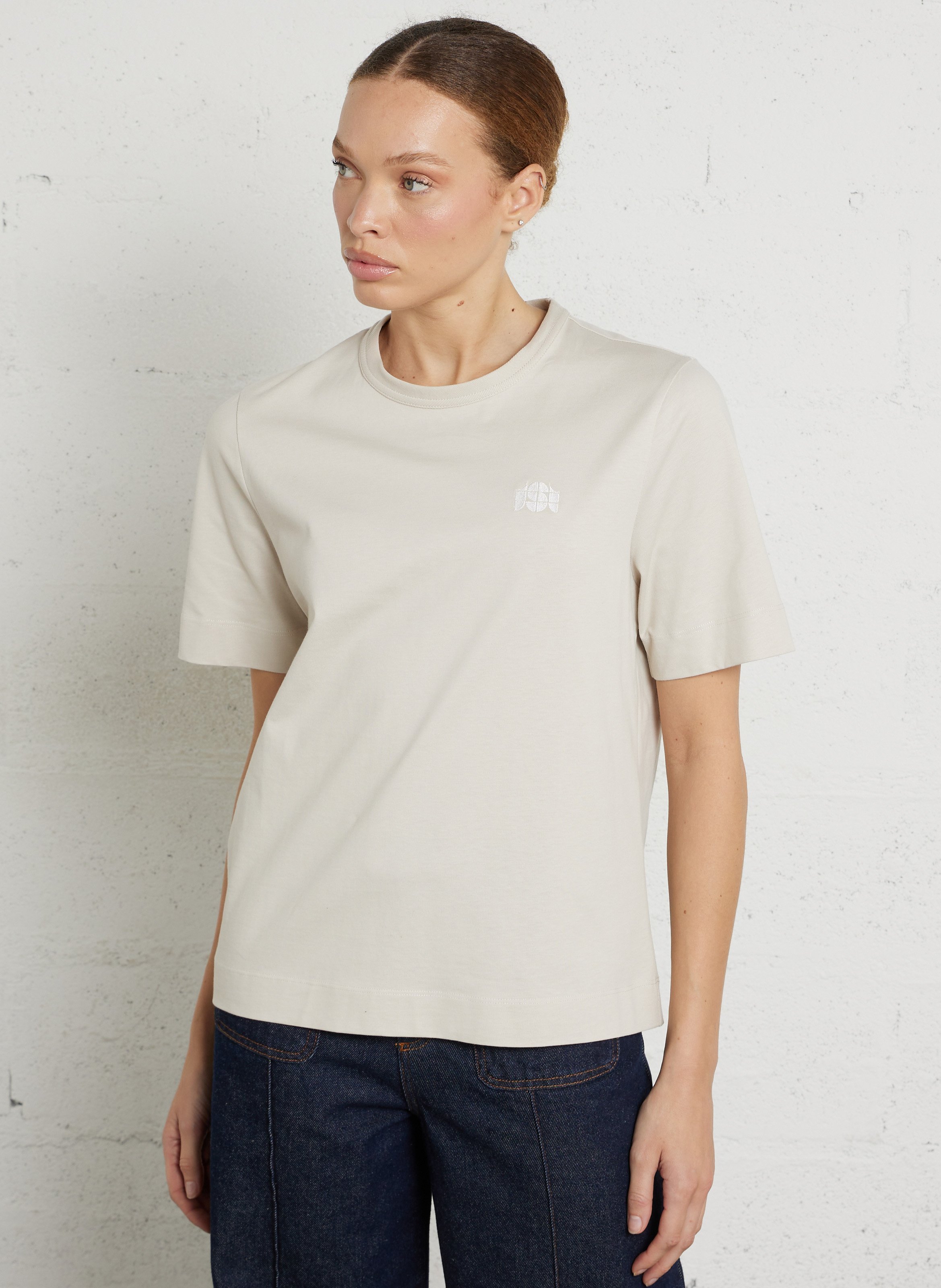 Tee-shirt col rond brodé en coton bio Eileen SOEUR Blanc