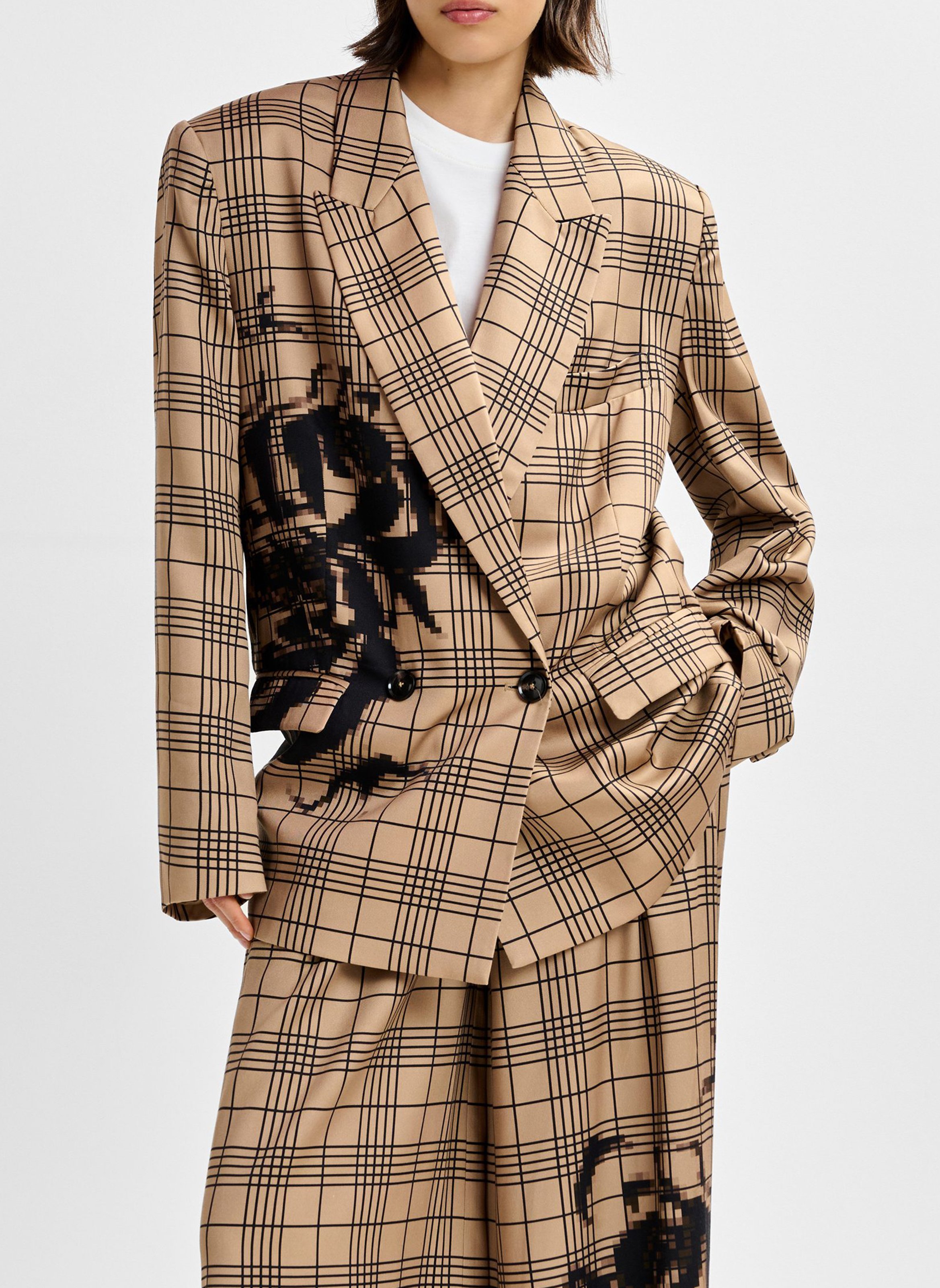 Veste tailleur oversize à carreaux Juliana ESSENTIEL ANTWERP Marron