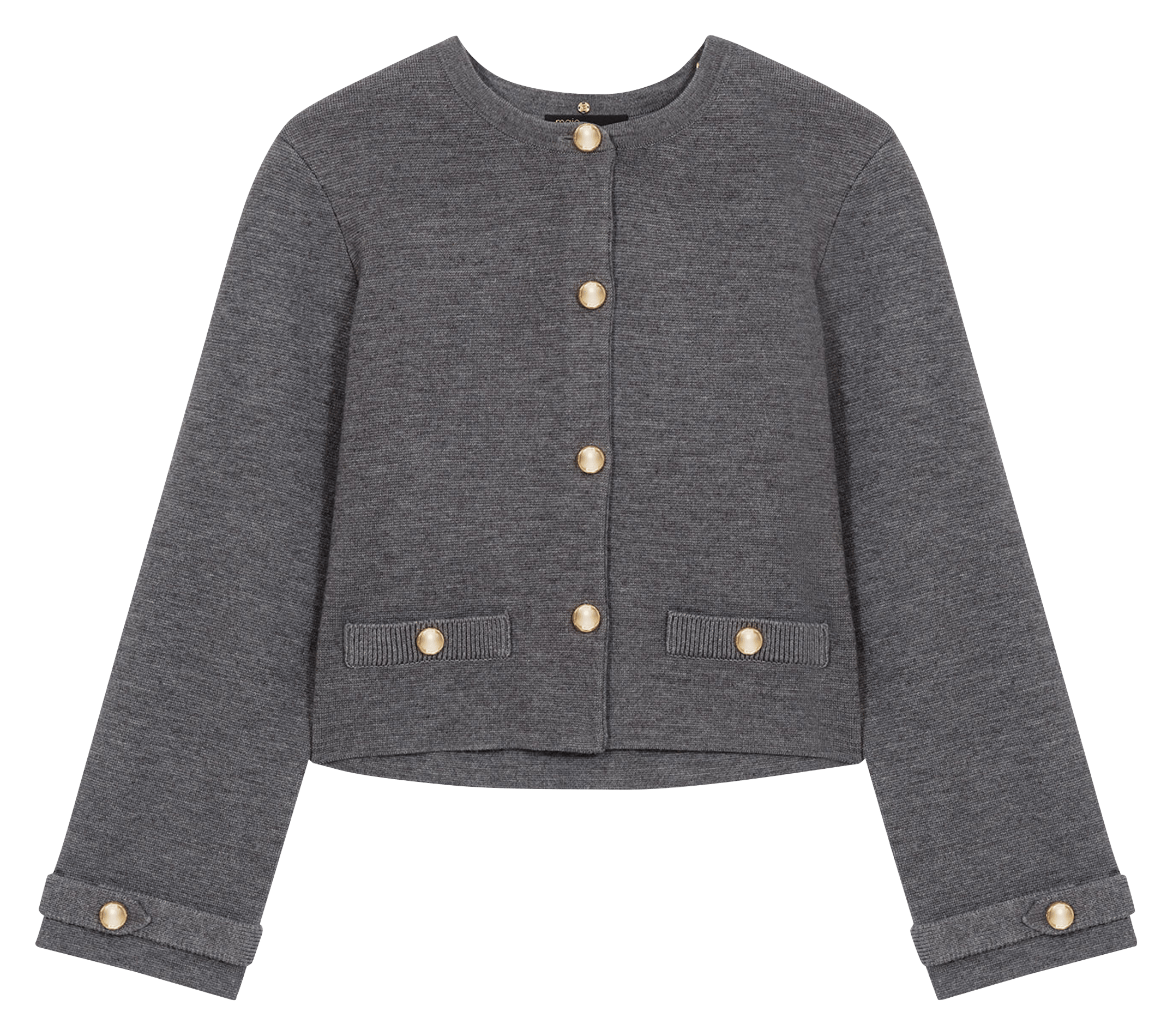 Cardigan droit col rond MAJE Gris