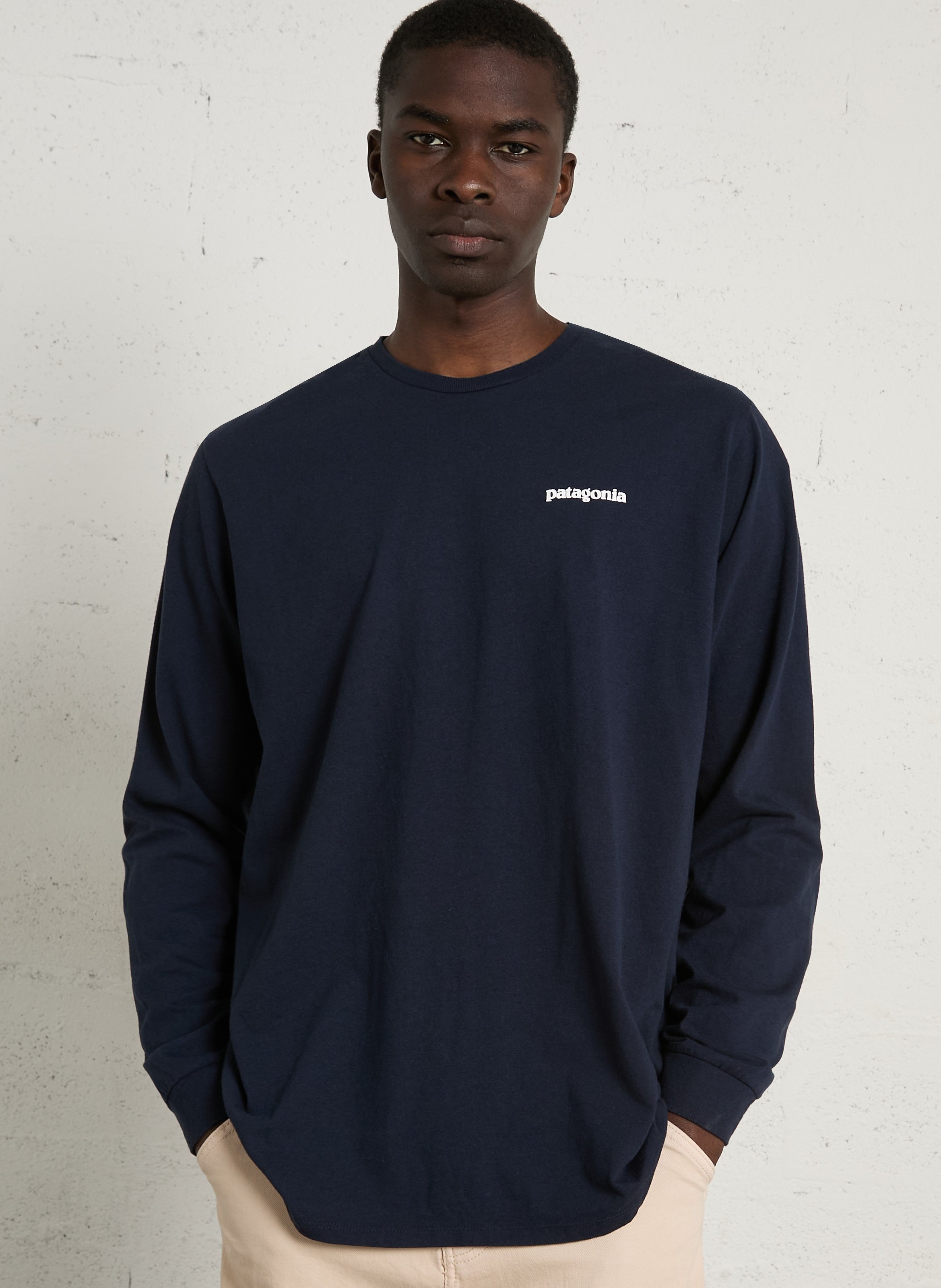 Tee-shirt col rond regular-fit sérigraphié en coton recyclé mélangé PATAGONIA Bleu