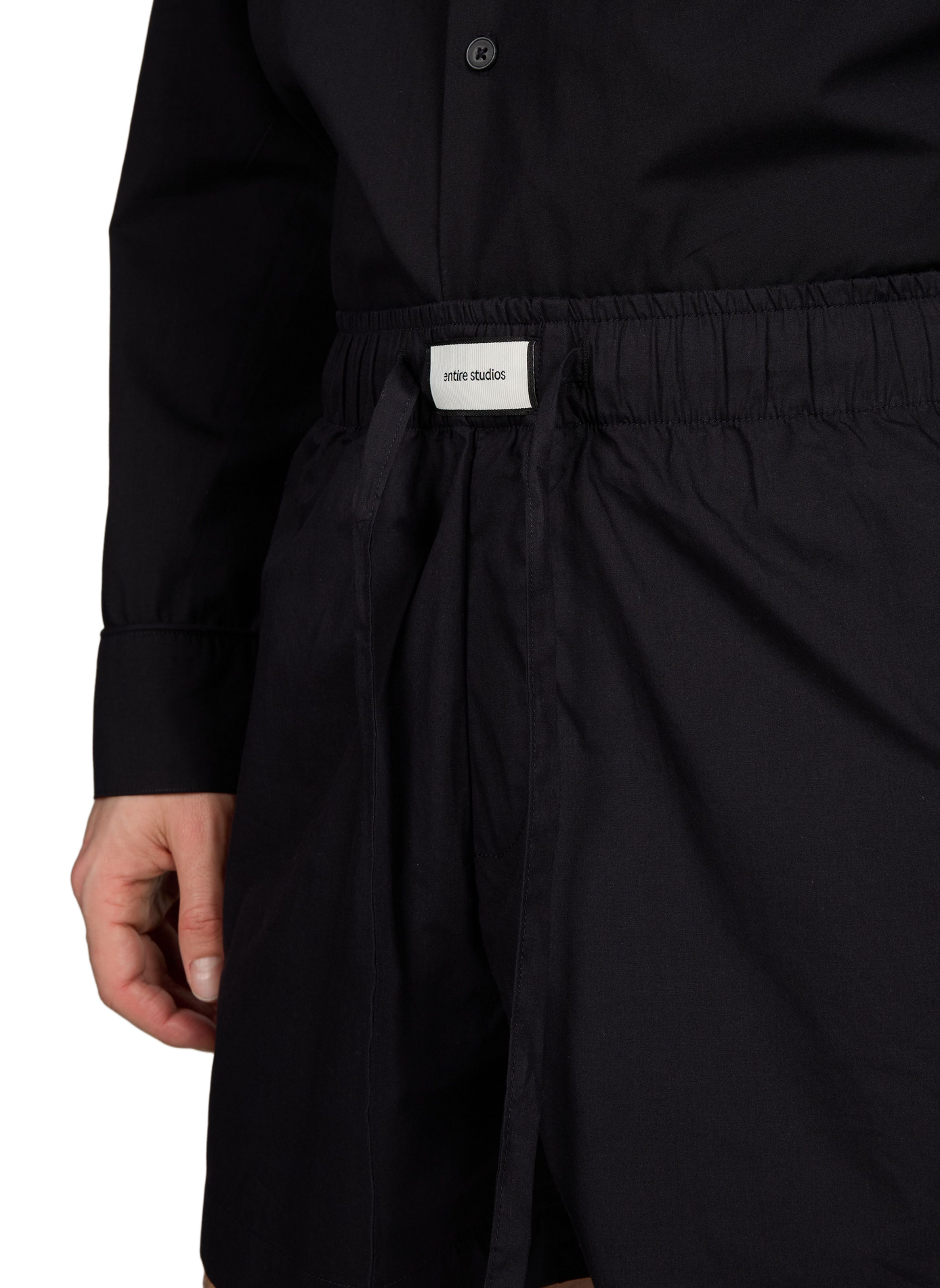 Short court à taille élastiquée en coton ENTIRE STUDIOS Noir