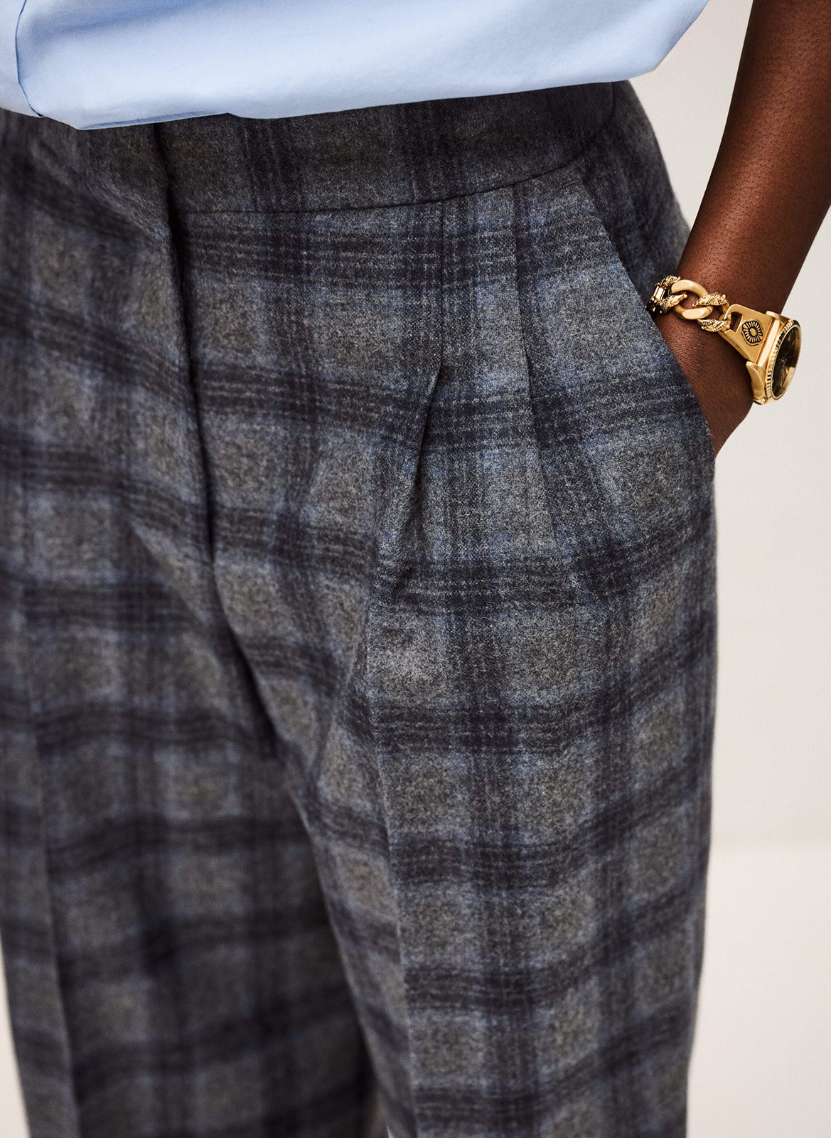 Pantalon large en laine mélangée tad BA&SH Bleu