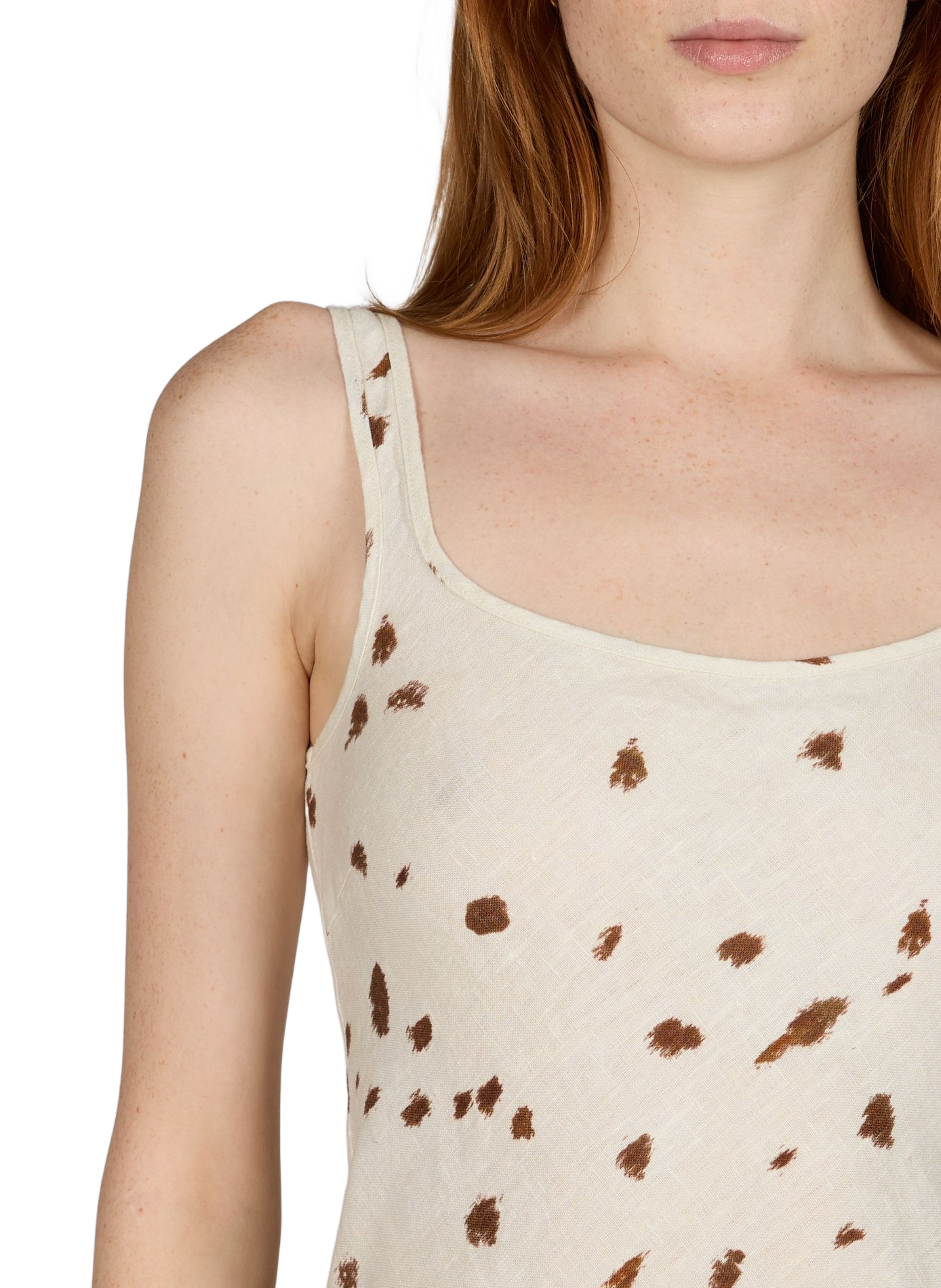 Robe imprimée sans manches en lin SAMSOE SAMSOE Blanc