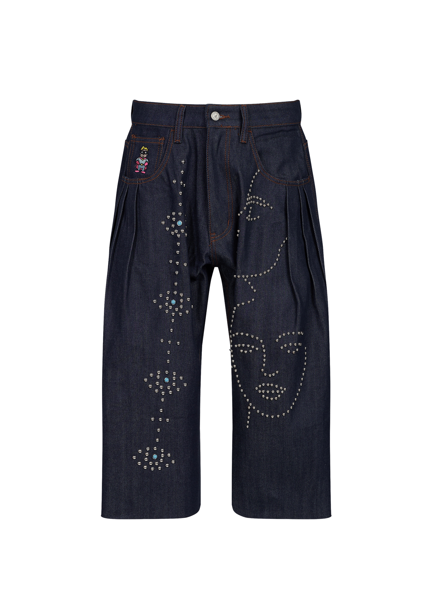 Cotton jeans with studded logo on the front KIDSUPER Blue