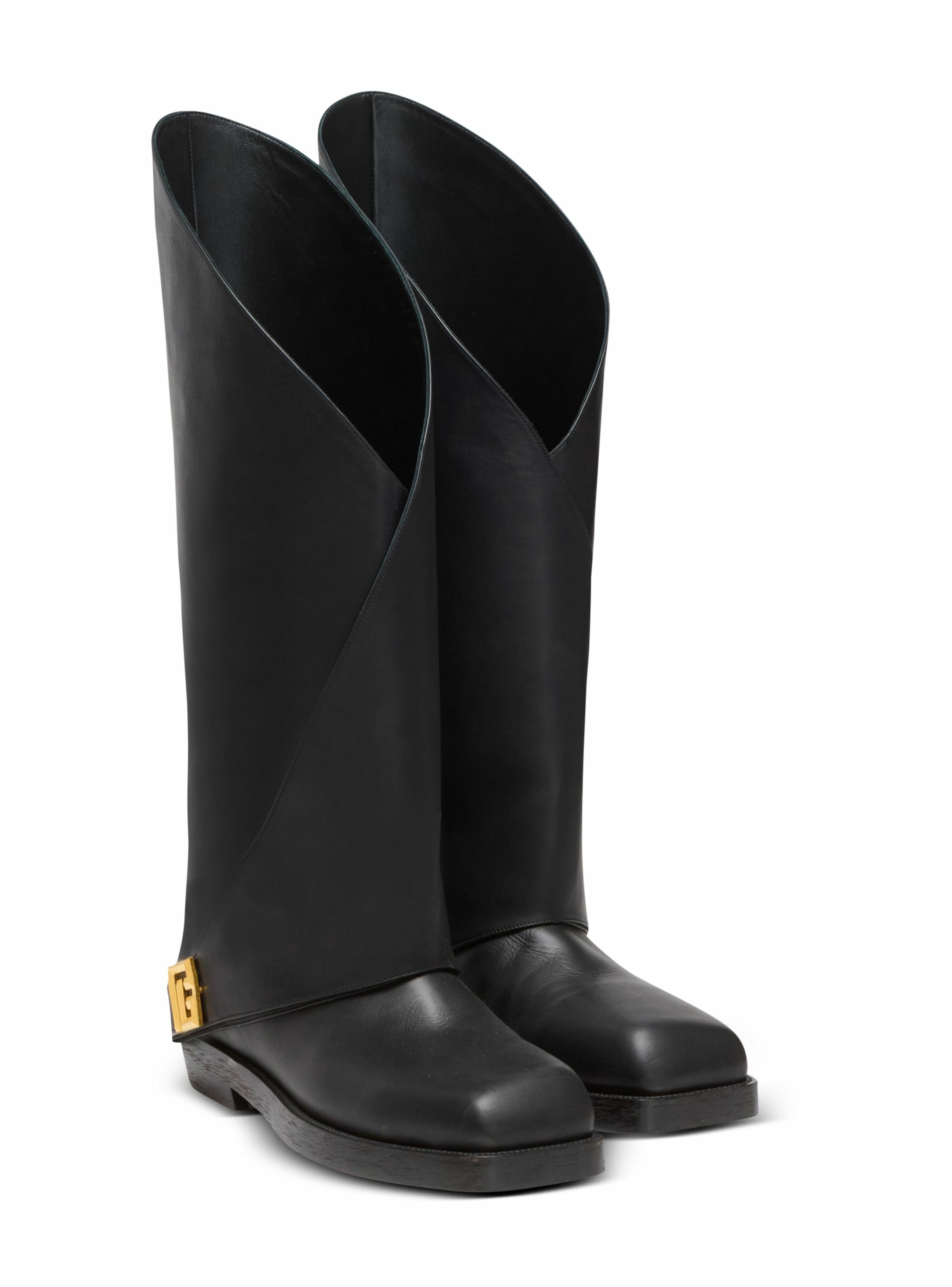Bottes plates twist en cuir BALMAIN Noir