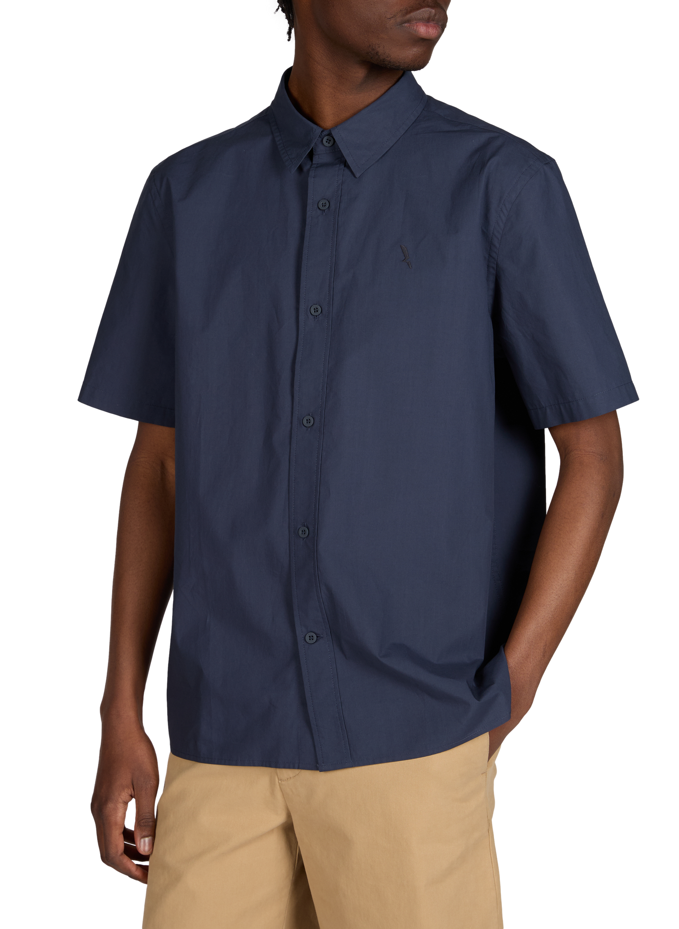 Solid short-sleeve cotton shirt AIGLE Blue