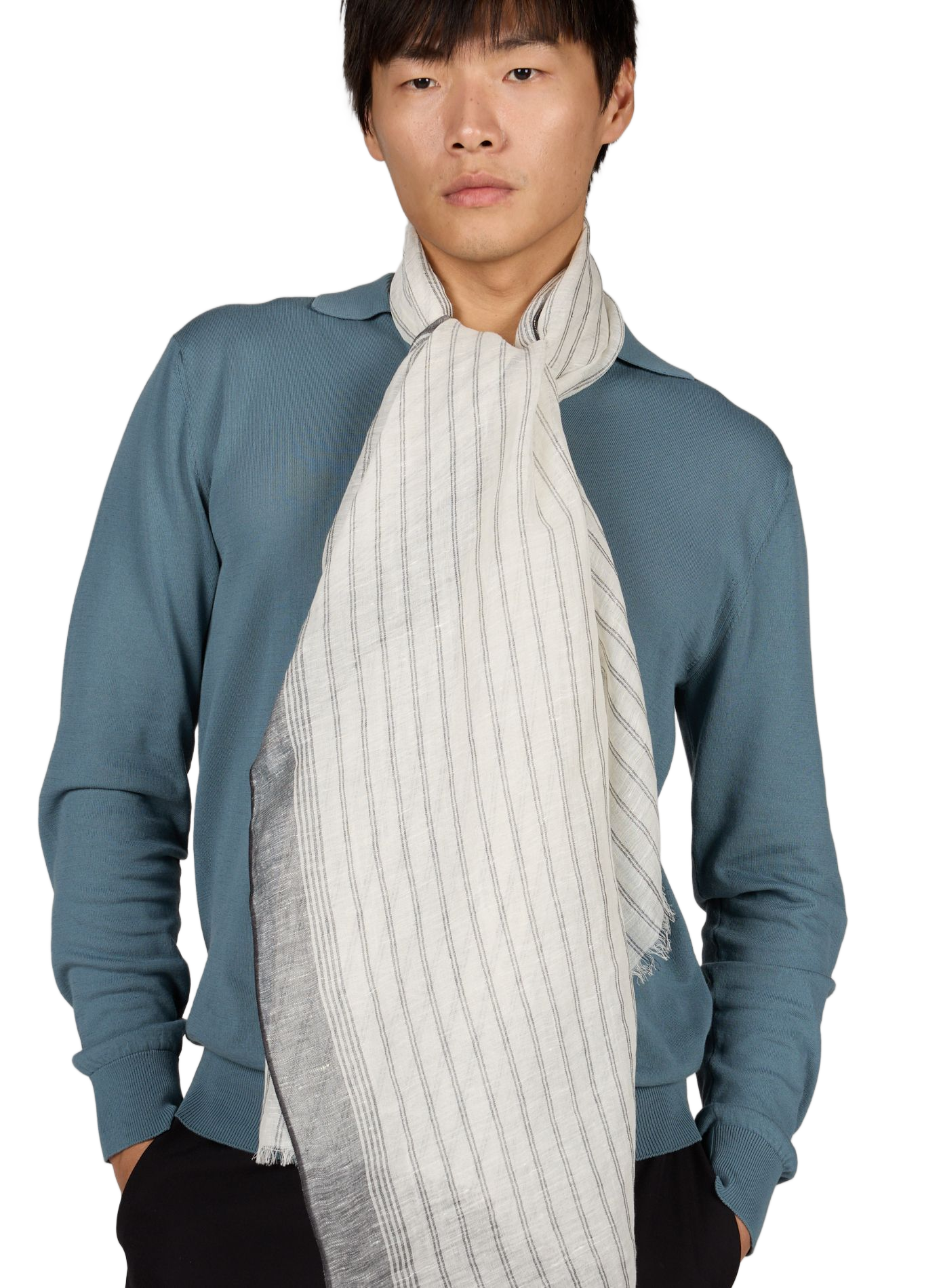 Hibesties Striped Linen and Cotton Scarf LAFAURIE Beige