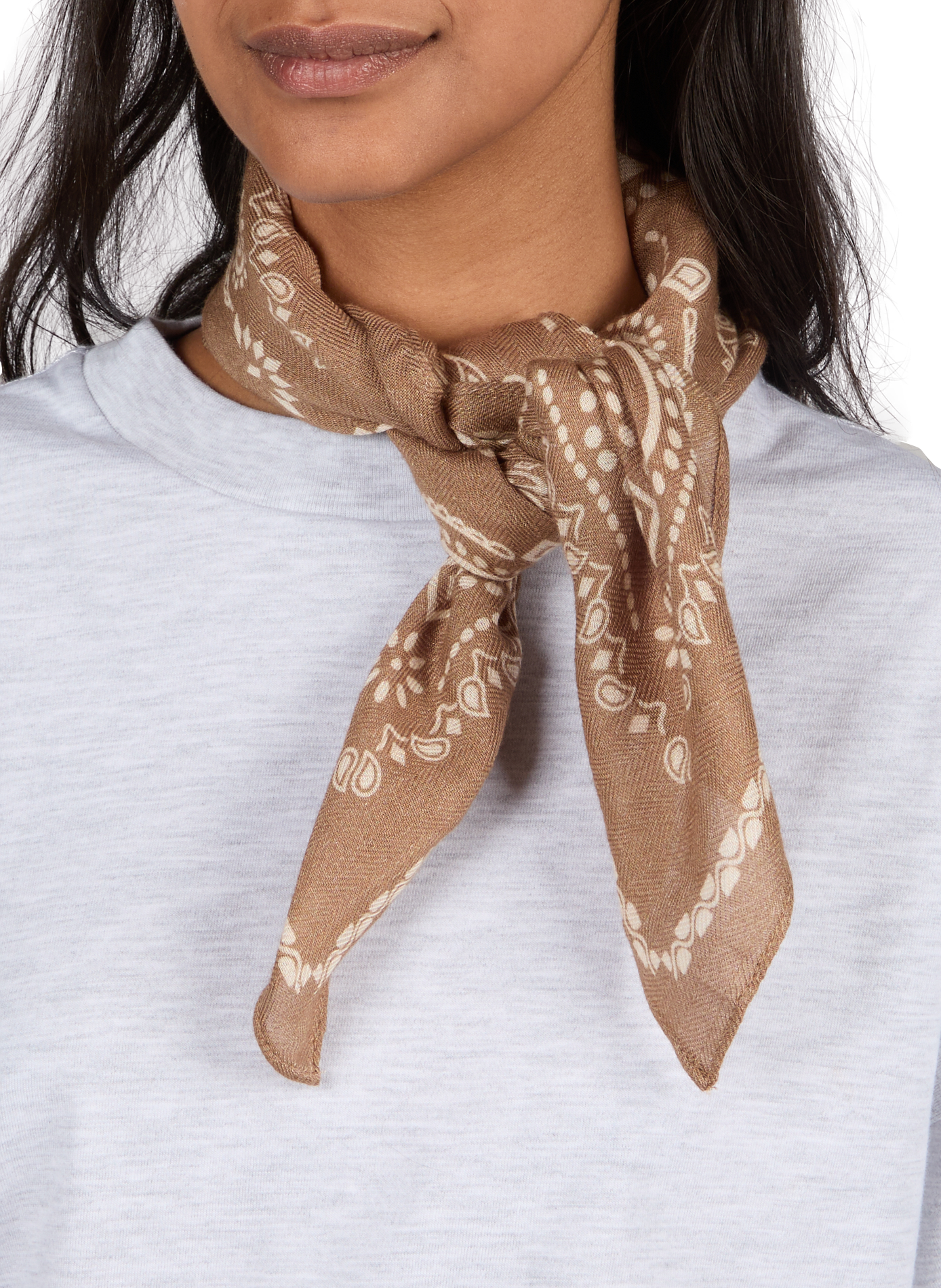 Bandana print square in blended cotton SAISON 1865 Brown