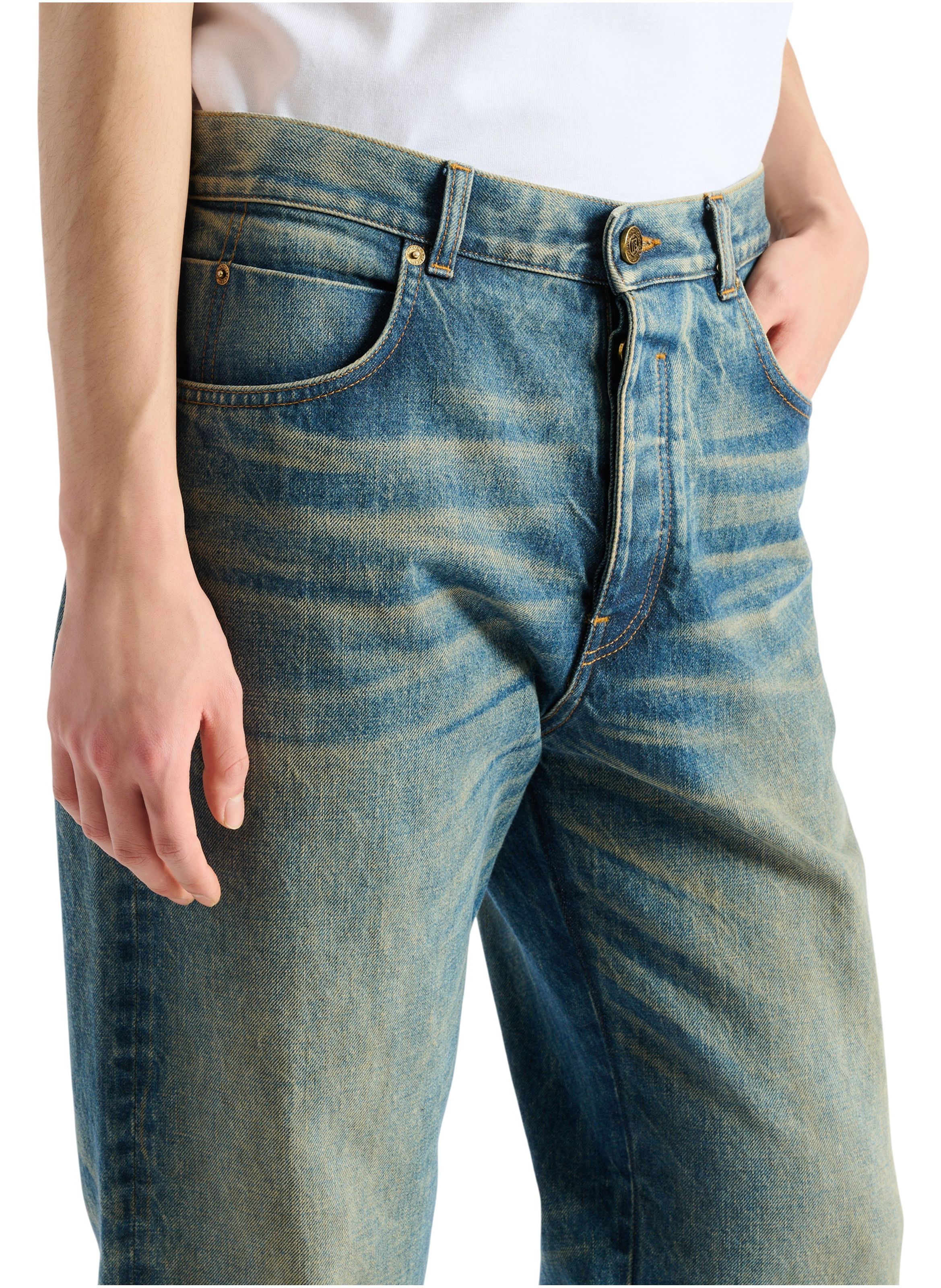 Jean loose en denim délavé vintage blue BALMAIN Bleu