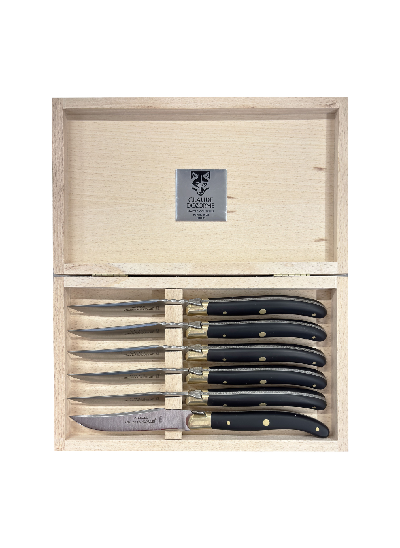 Set of 6 Laguiole knives DOZORME Black