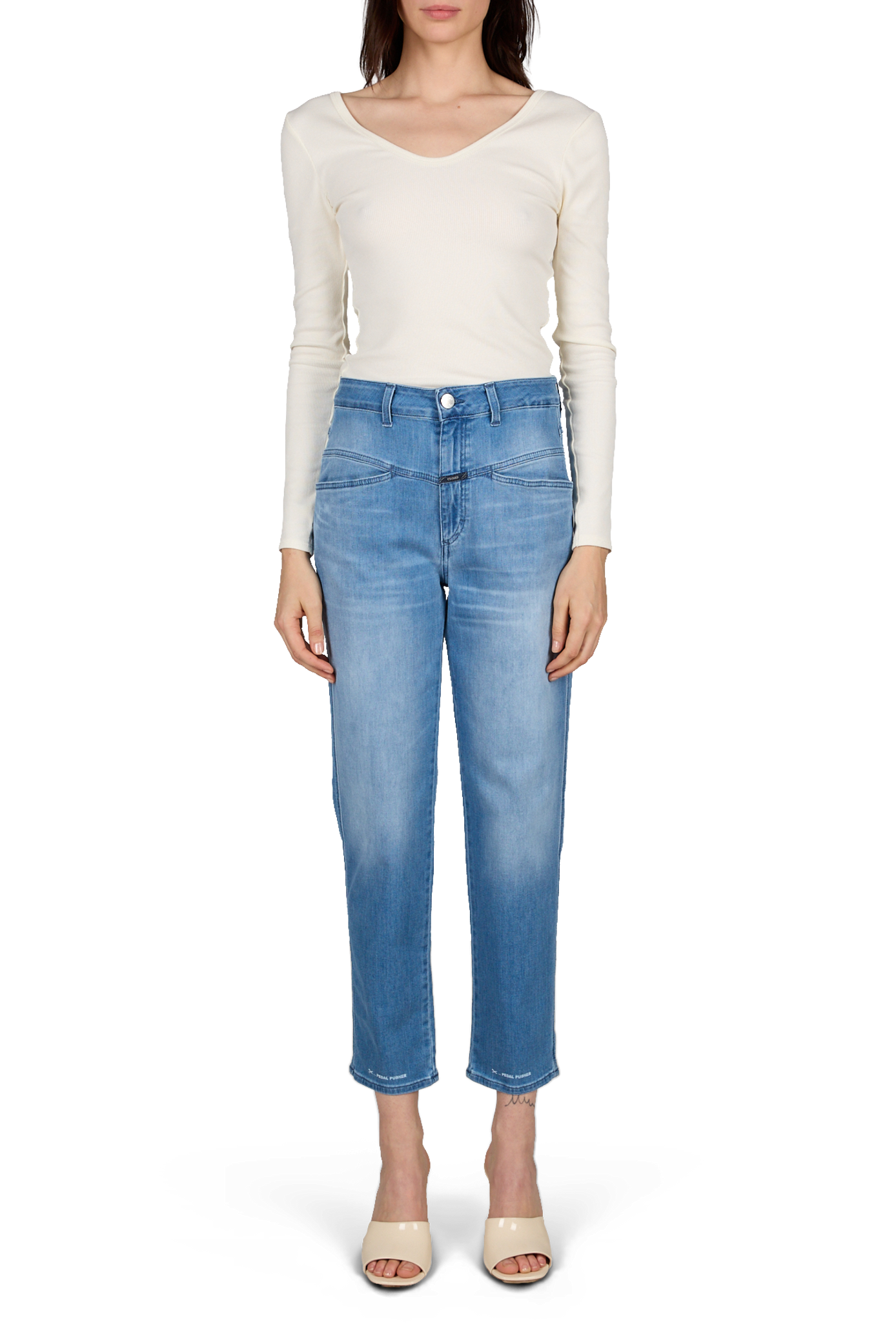 High-waisted stretch jeans in a cotton blend CLOSED Blue