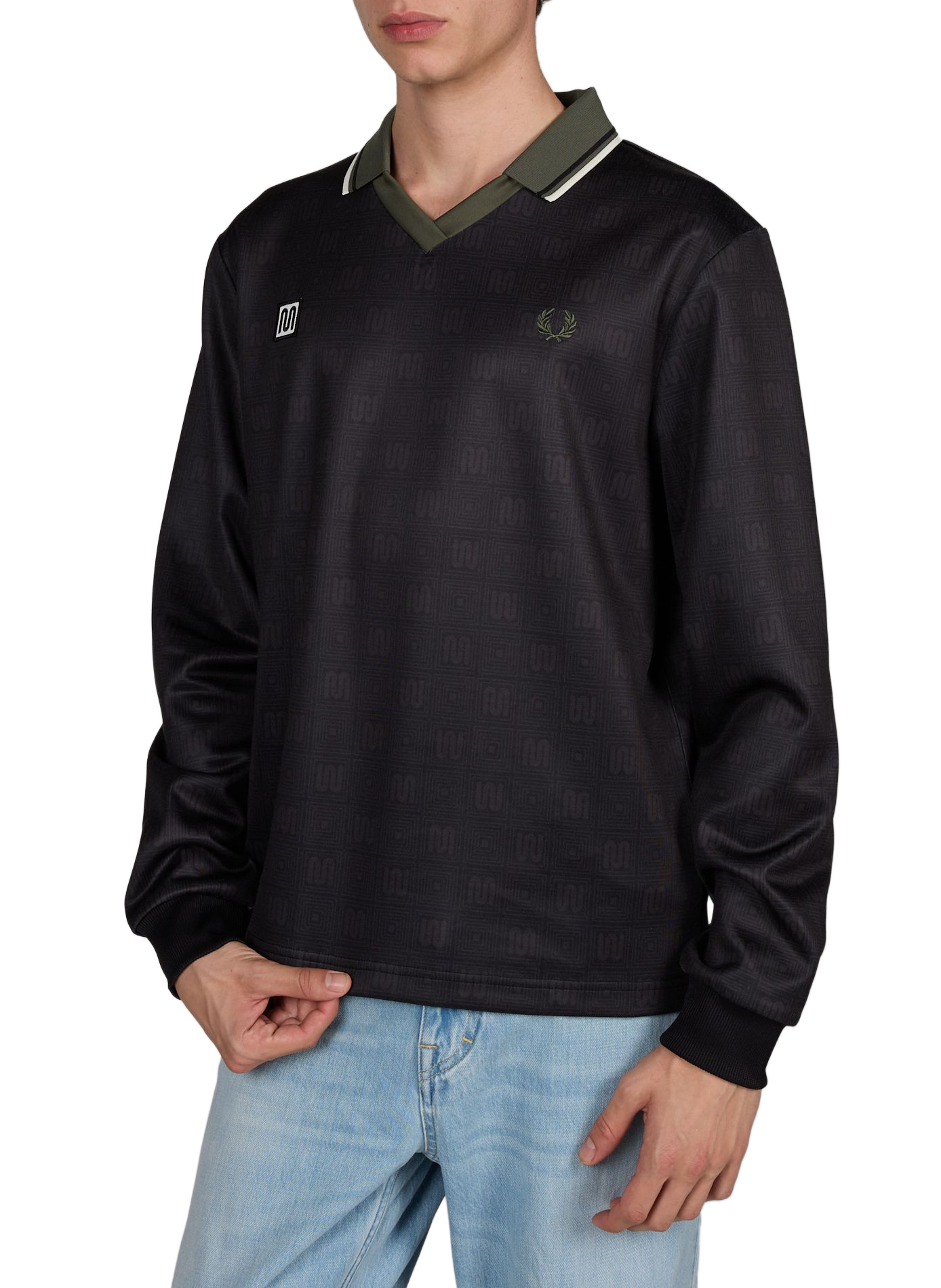 Long-sleeved polo with contrasting collar FRED PERRY Black