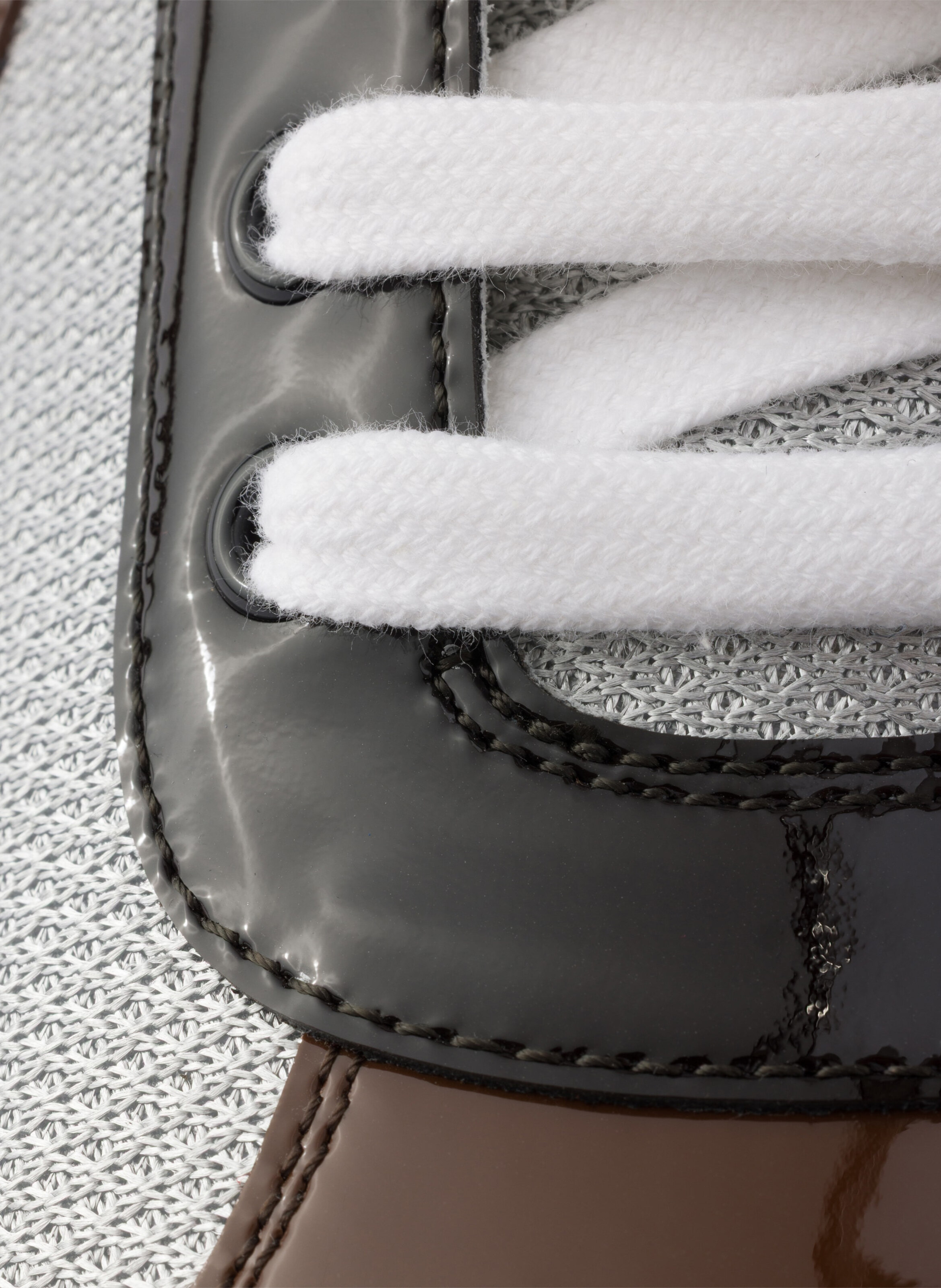 Sneakers prada america’s cup en cuir verni et tiss PRADA Marron