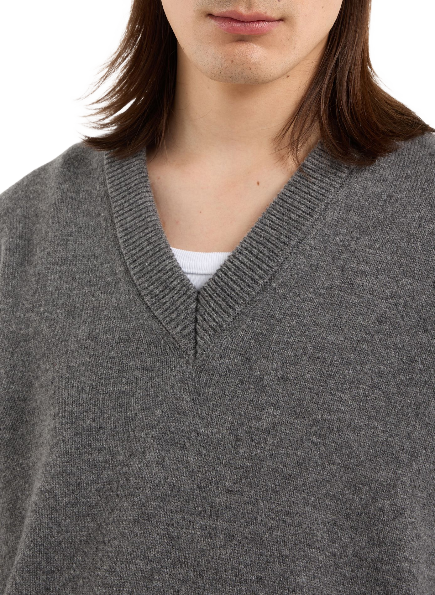 Oversized wool V-neck sweater SAISON 1865 Grey