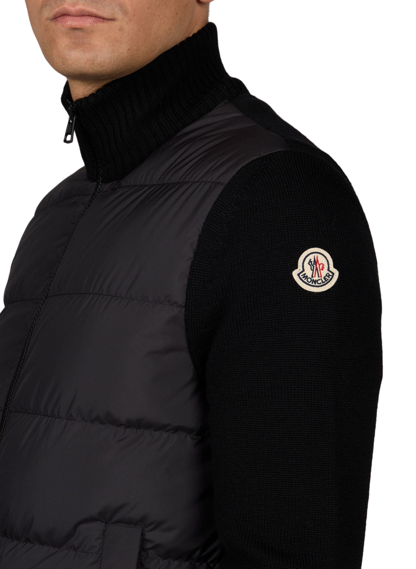 Jas met dubbel materiaal en opstaande kraag MONCLER Zwart