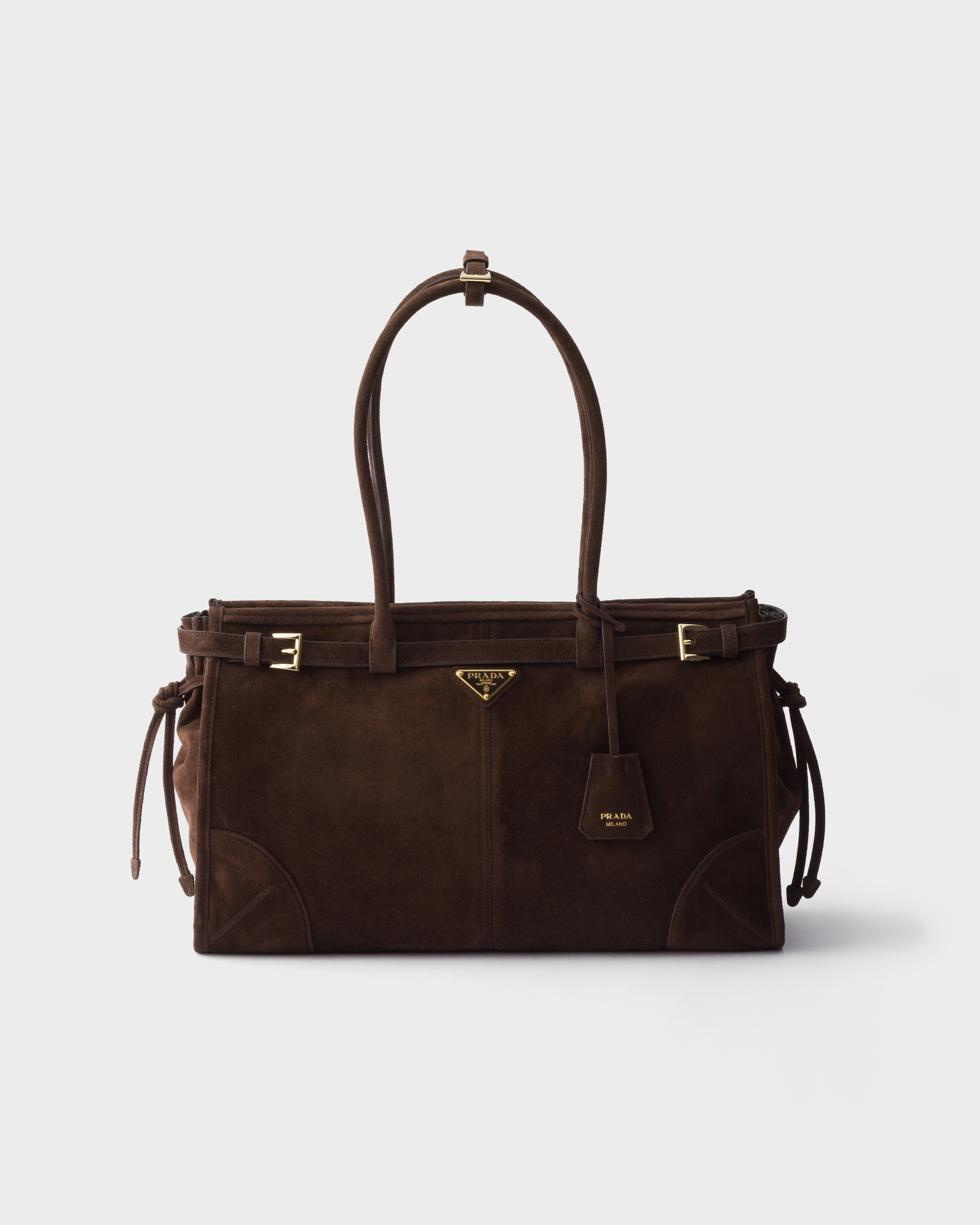 Grand sac à main prada bonnie en veau velours PRADA Marron