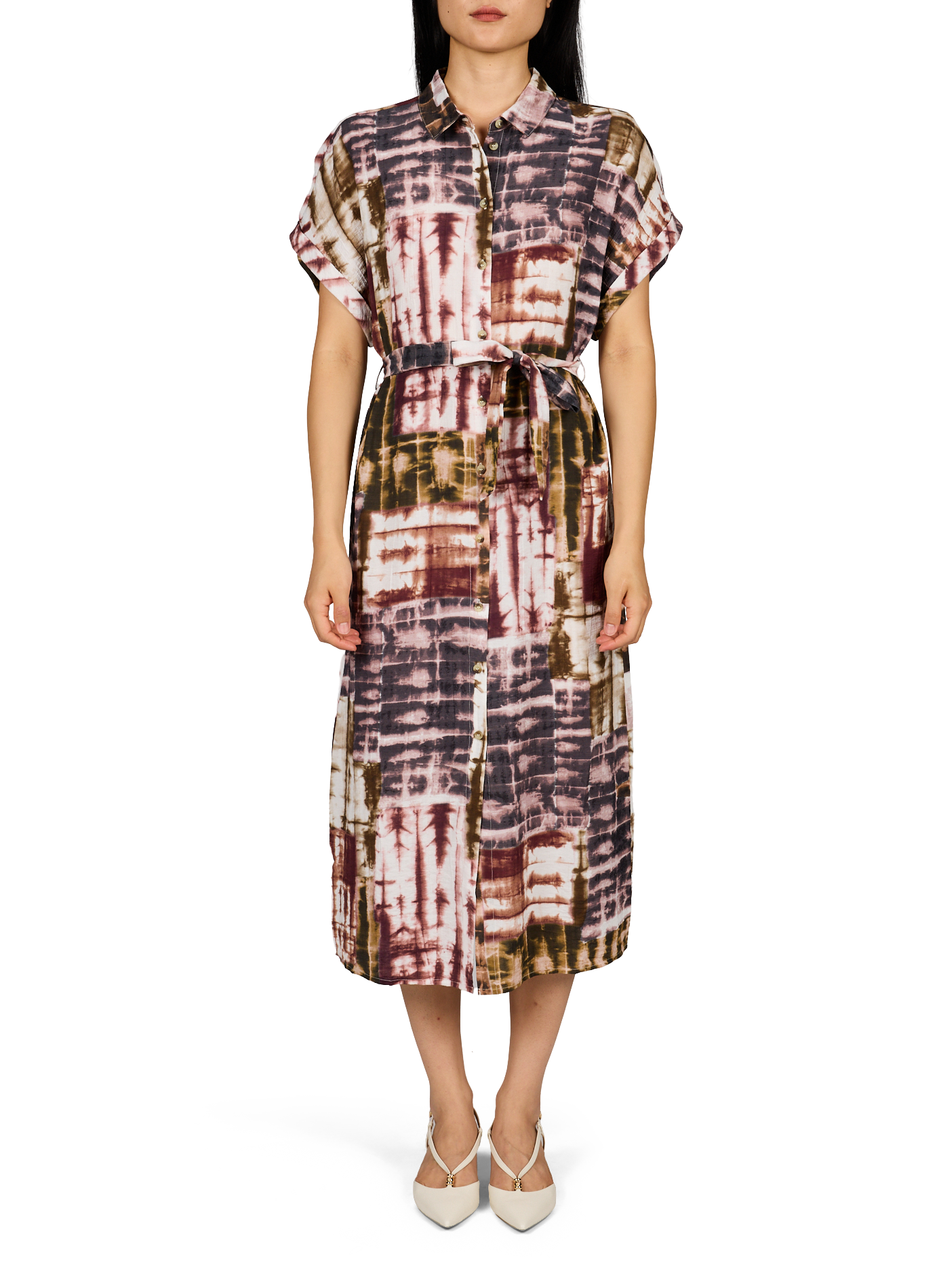 Langes bedrucktes langes Kleid VILA Beige