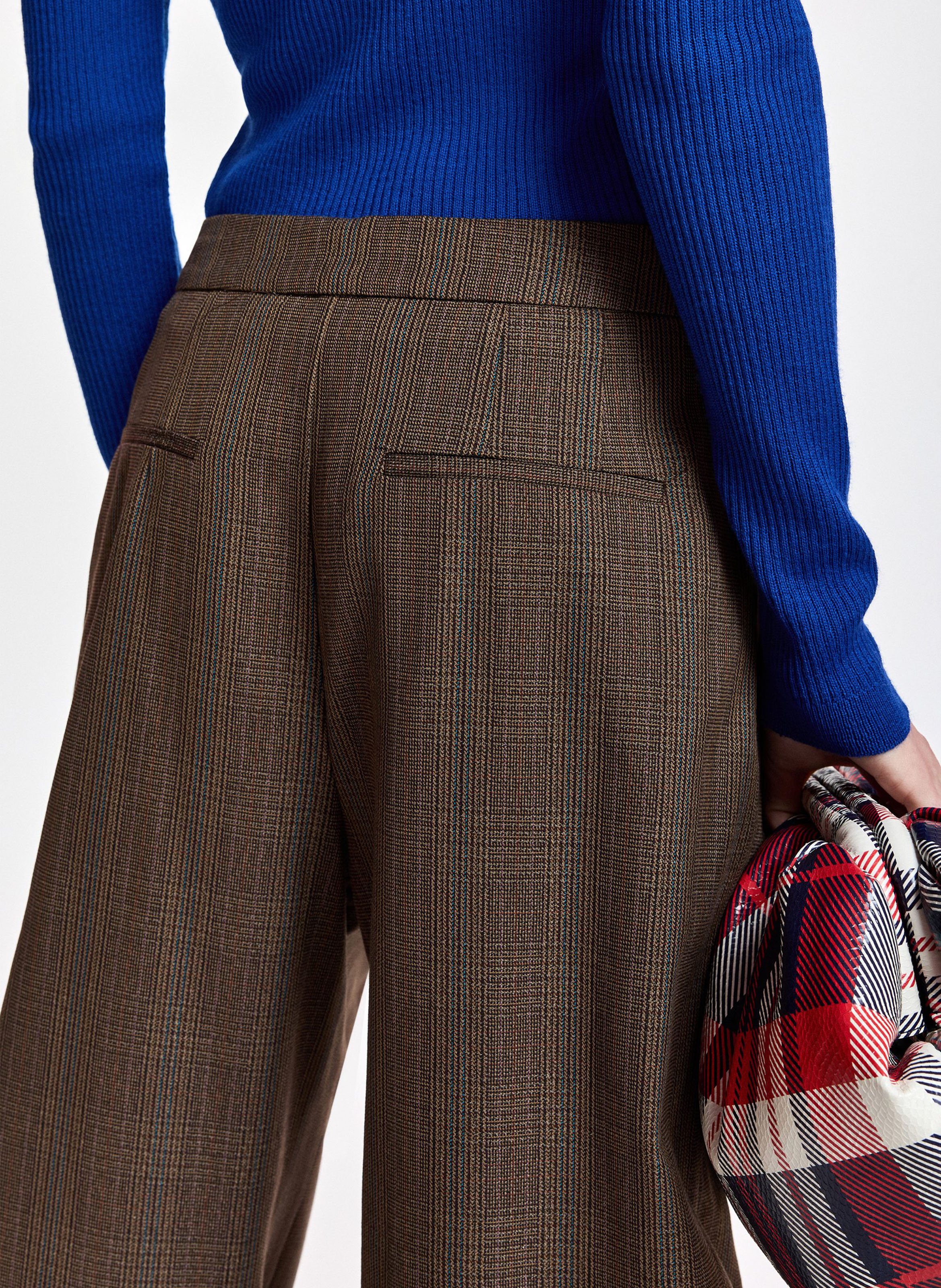 Pantalon barrel à carreaux karol2 ESSENTIEL ANTWERP Marron