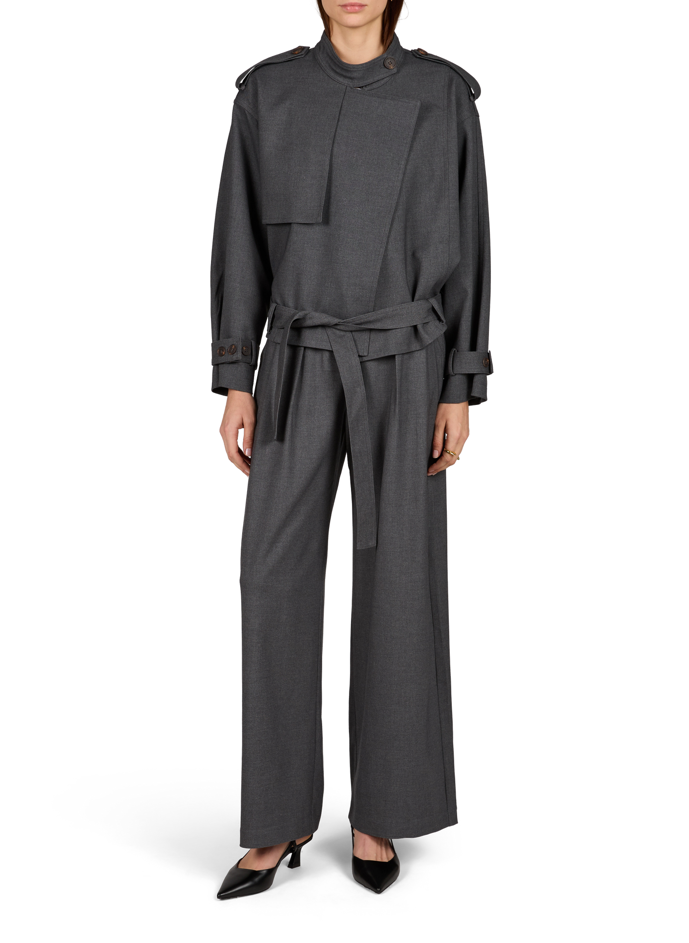Short belted jacket SUNCOO Grey