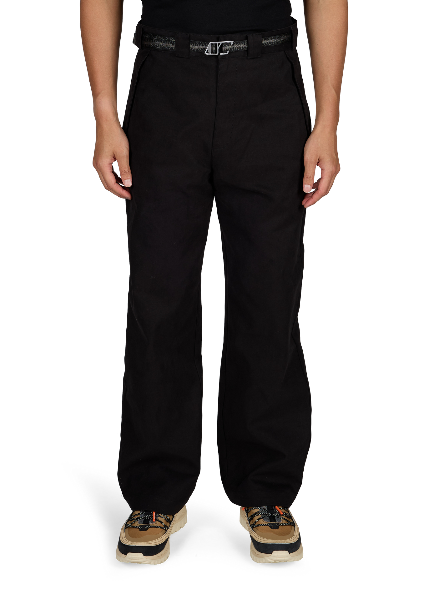 Gerade geschnittene Hose aus Baumwolle mit gesticktem Logo ROA Schwarz