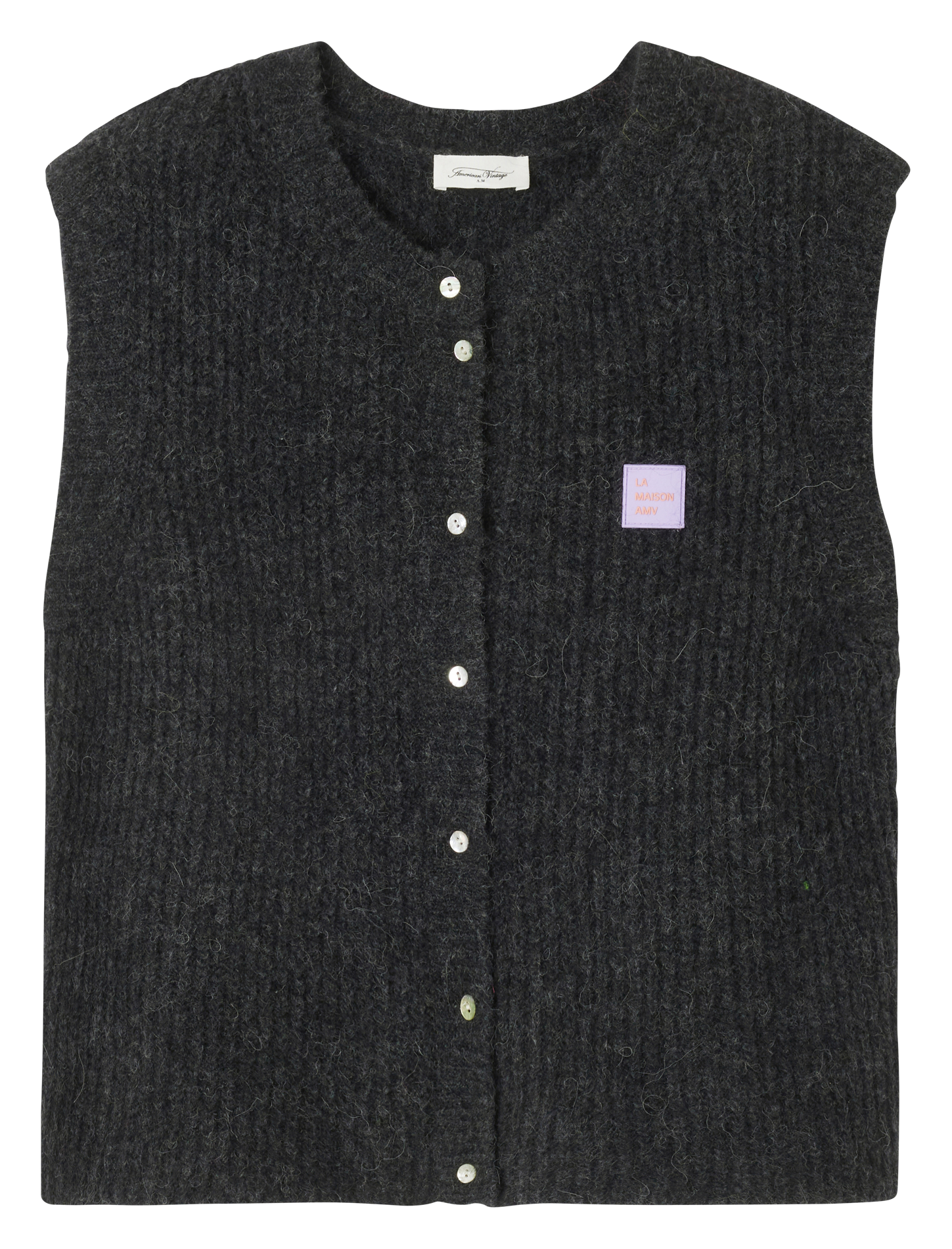 Gilet sans manches en maille duveteuse east AMERICAN VINTAGE Gris