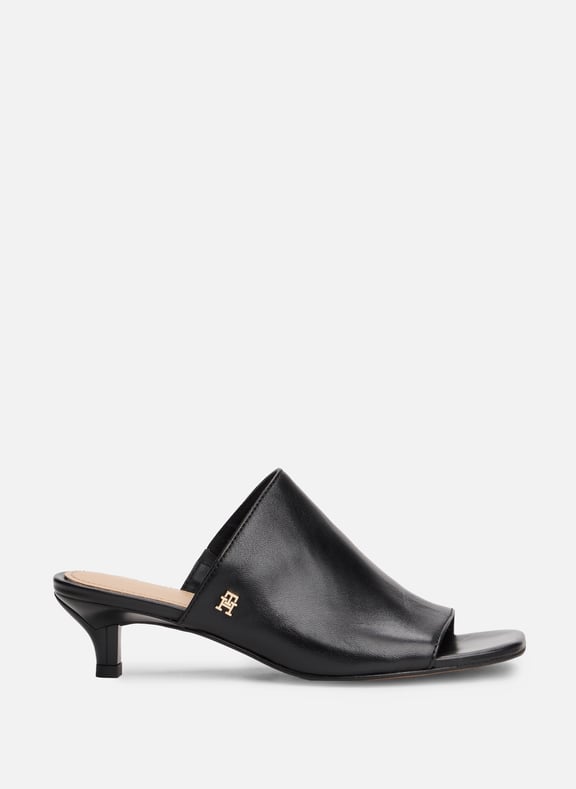 Leather kitten heel mules Black by TOMMY HILFIGER TOMMY HILFIGER Leather kitten heel mules Black