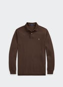 Long-sleeved cotton polo shirt  Nutmeg brown heather c8569