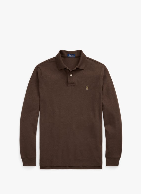 Long-sleeved cotton polo shirt | Beige by POLO RALPH LAUREN Long-sleeved cotton polo shirt Beige