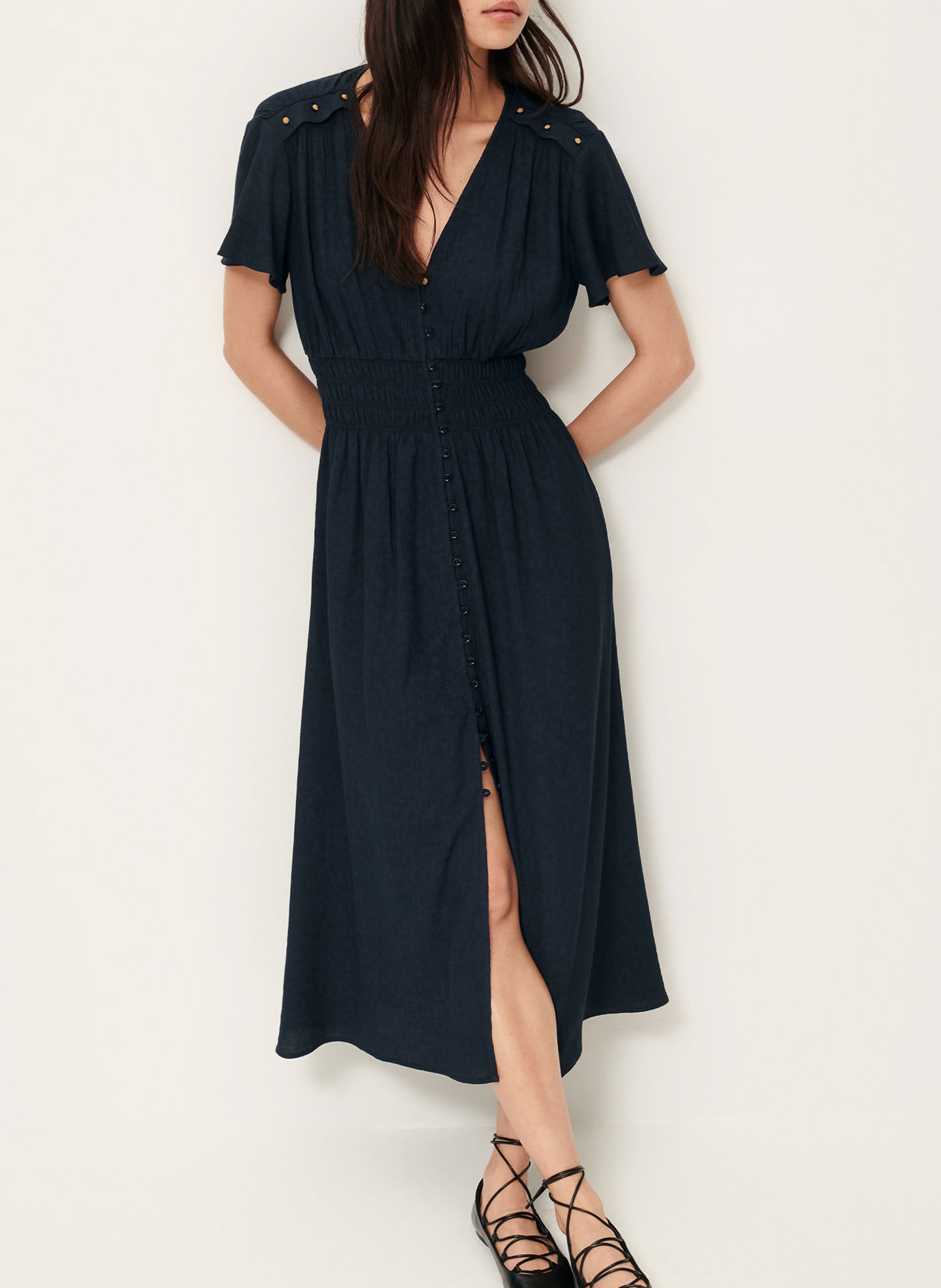Robe longue col v galaya SESSUN Bleu
