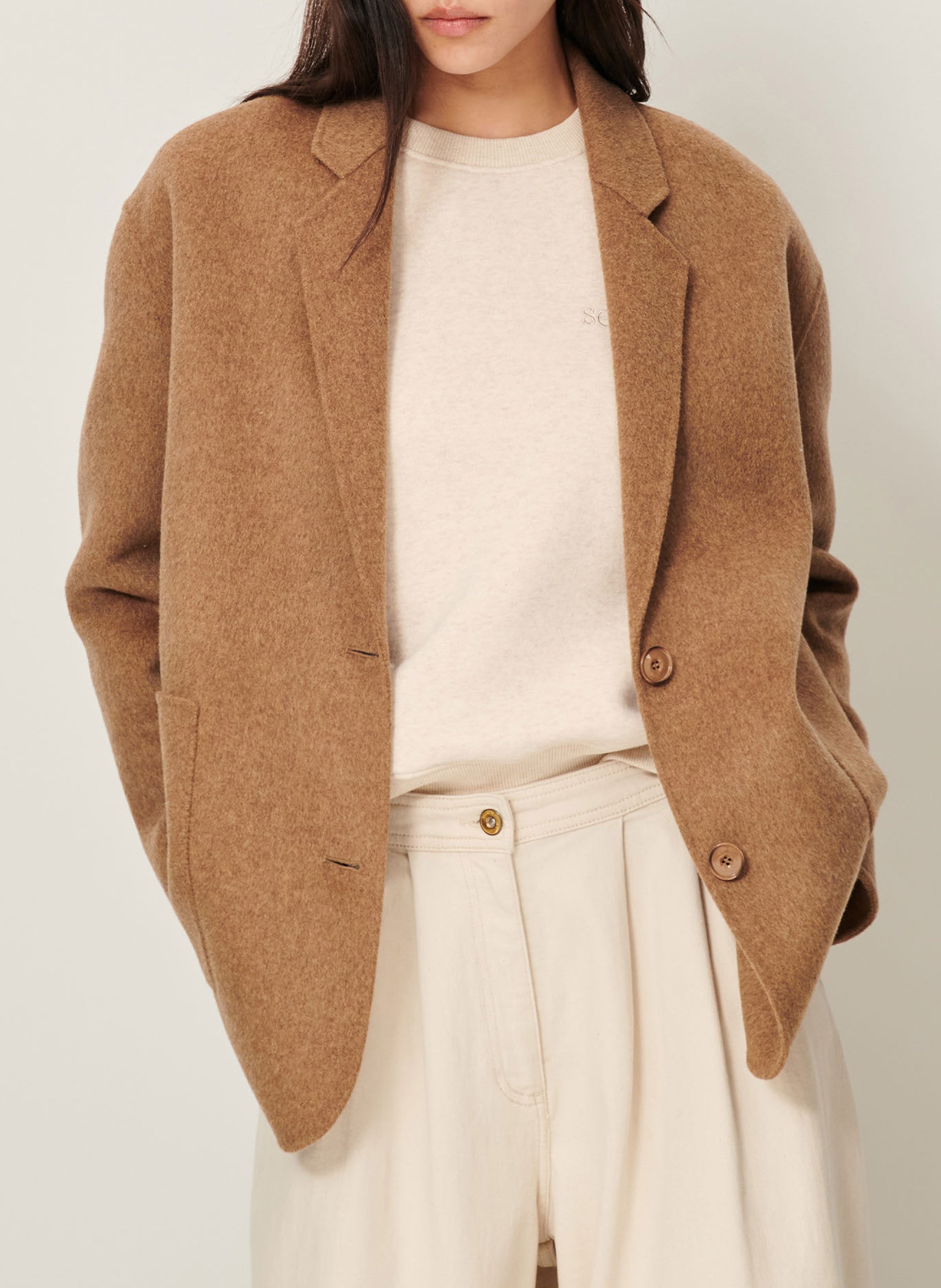 Veste de tailleur en laine mélangée traniwool SESSUN Beige