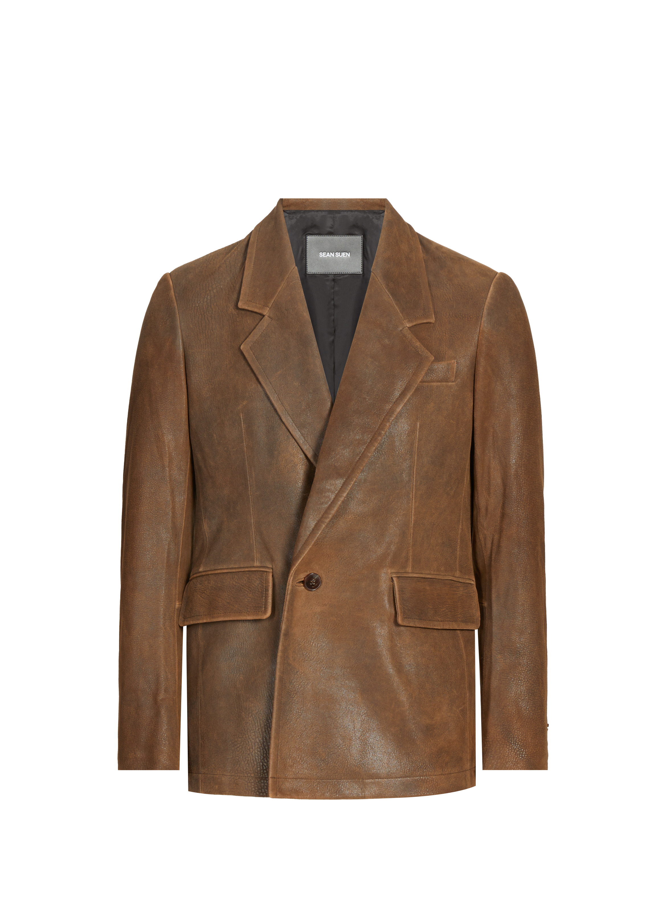 SEAN SUEN Blazer en cuir d'agneau Marron