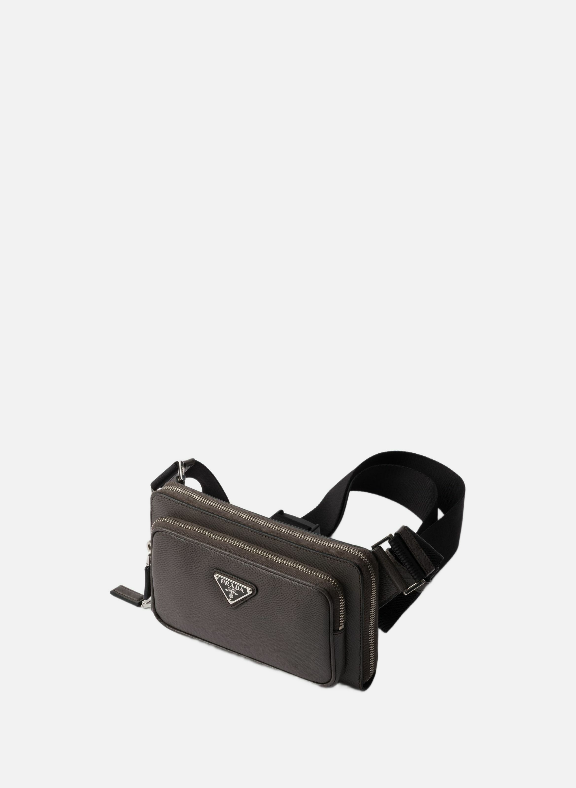 Sac banane en cuir saffiano PRADA Gris