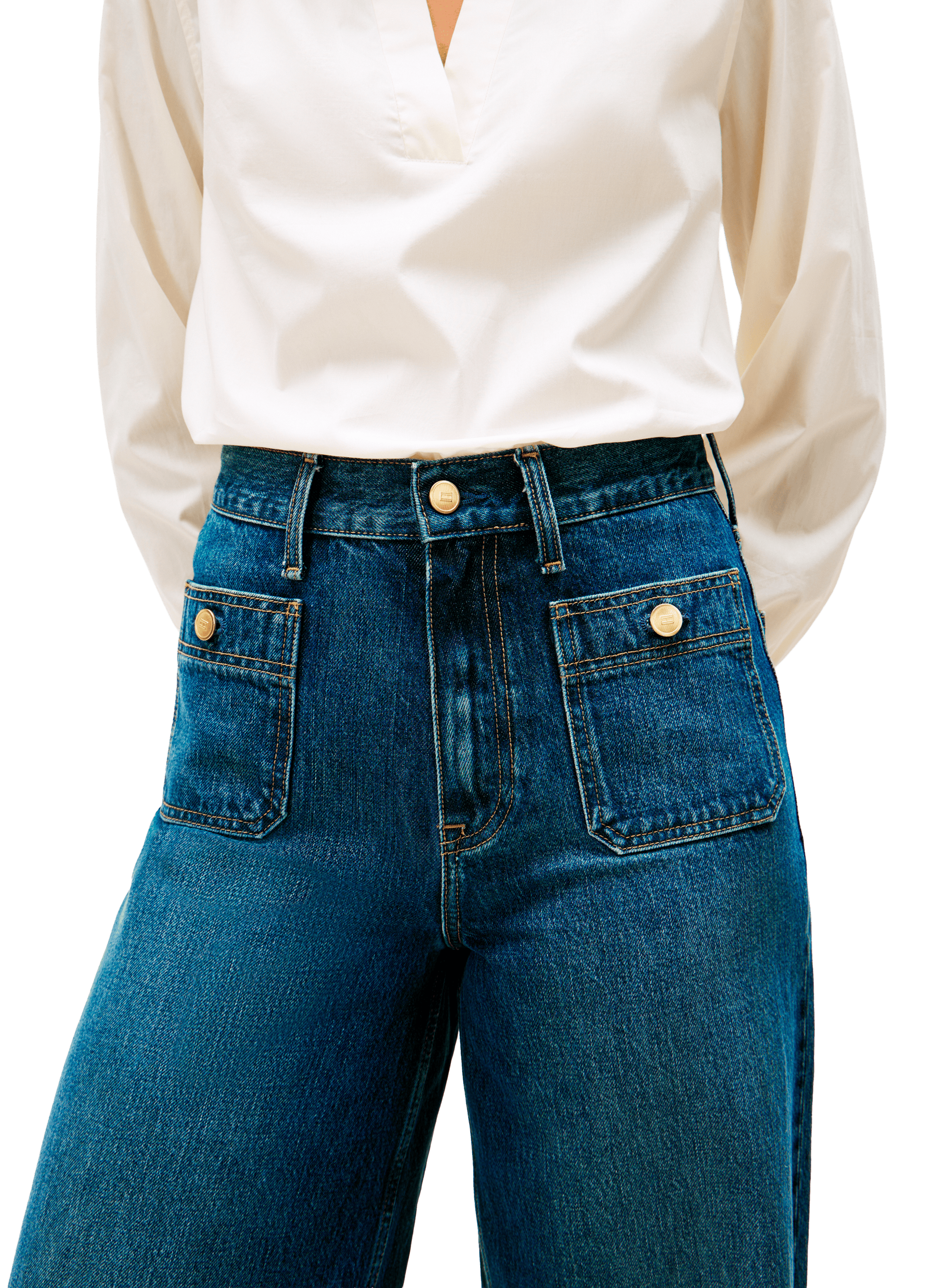 Jean ample en coton déla vé TOMMY HILFIGER Bleu